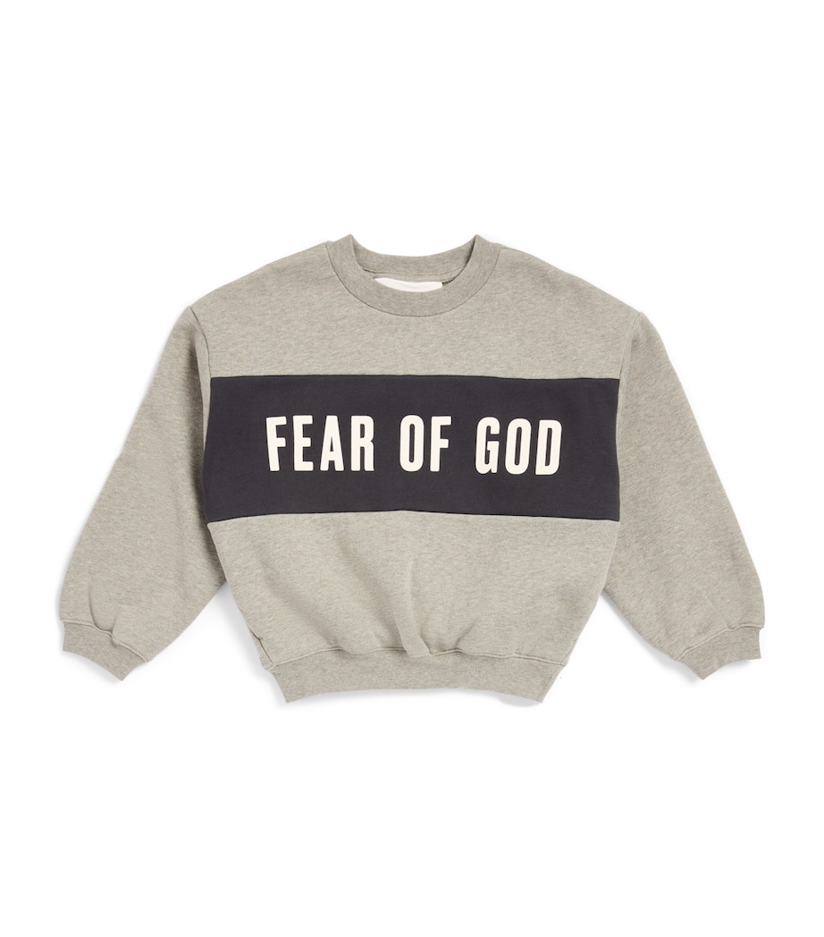 FEAR OF GOD ESSENTIALS KIDS Logo Panel Sweatshirt (2-14 Years) Hthr/irn Gry Image 1