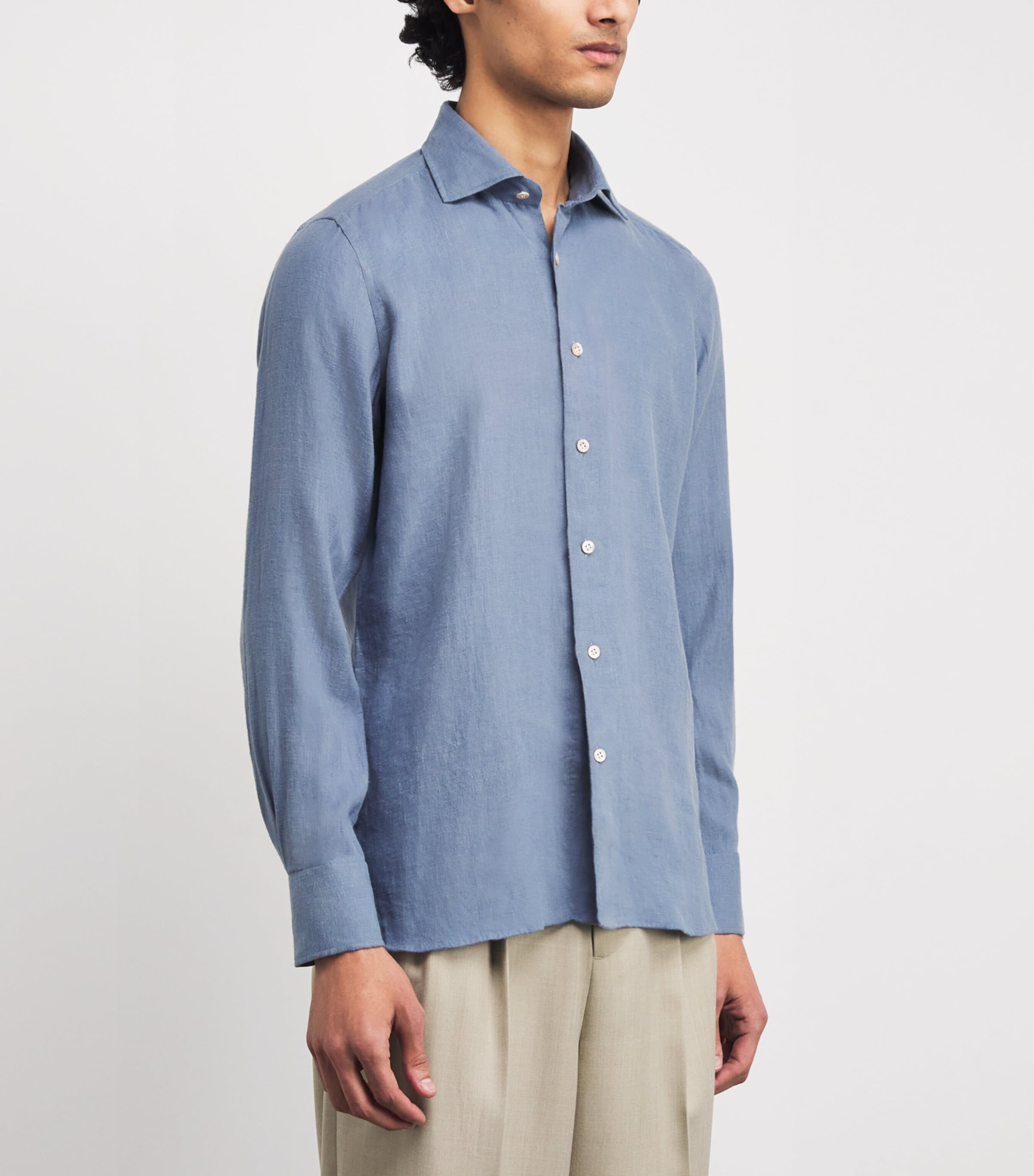 Brushed Linen Shirt BLUE Image 3