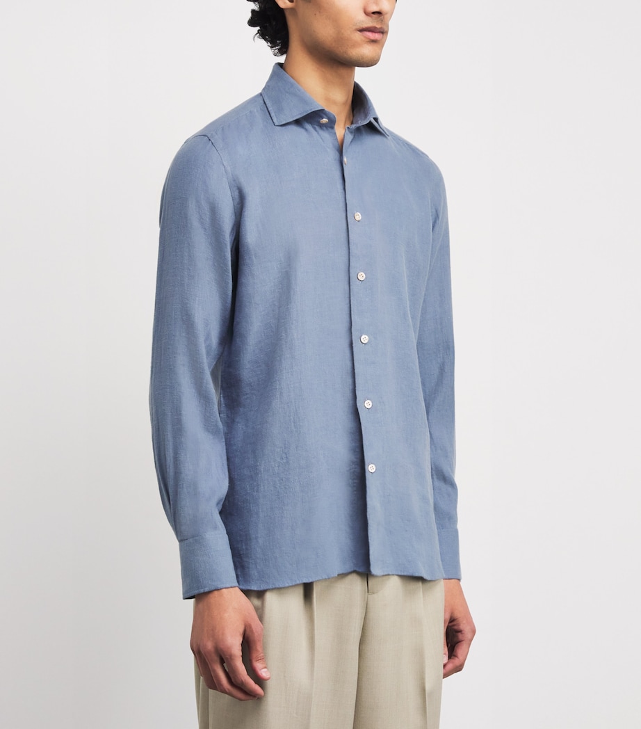 Brushed Linen Shirt BLUE Image 3