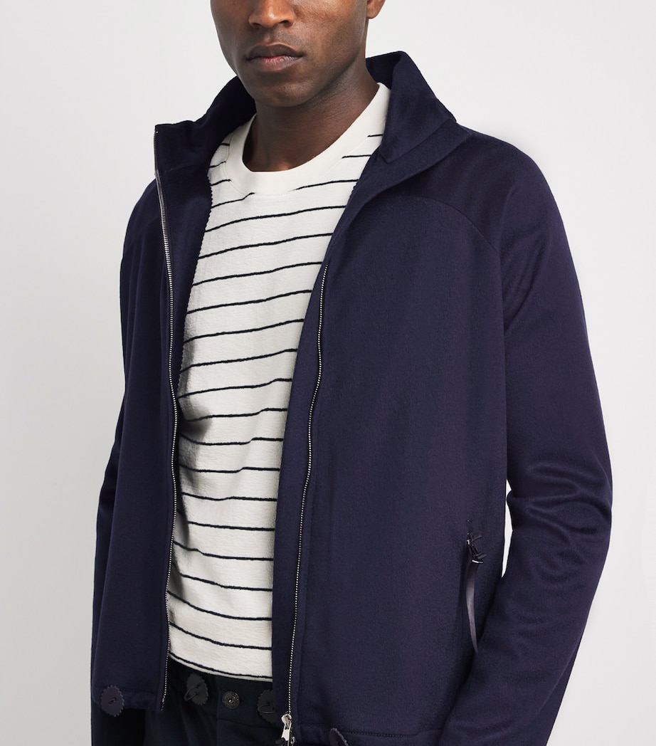 Alan Scott Mens Cashmere-Blend Track Sweater Midnight Image 3