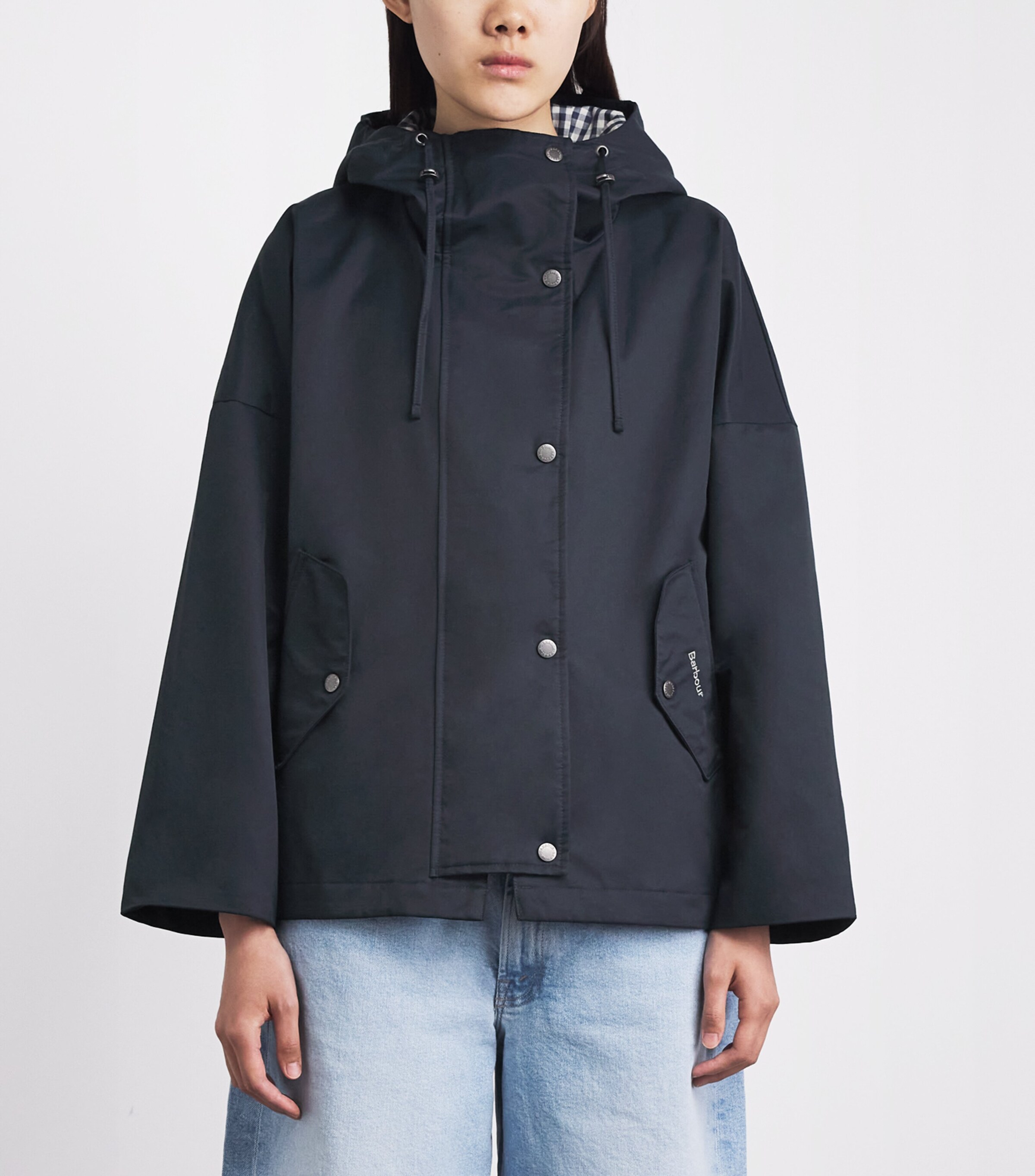 Barbour Womens Showerproof Kingswood Hooded Jacket Dark Navy Image 4
