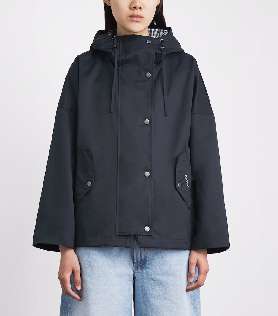 Barbour Womens Showerproof Kingswood Hooded Jacket Dark Navy Image 4