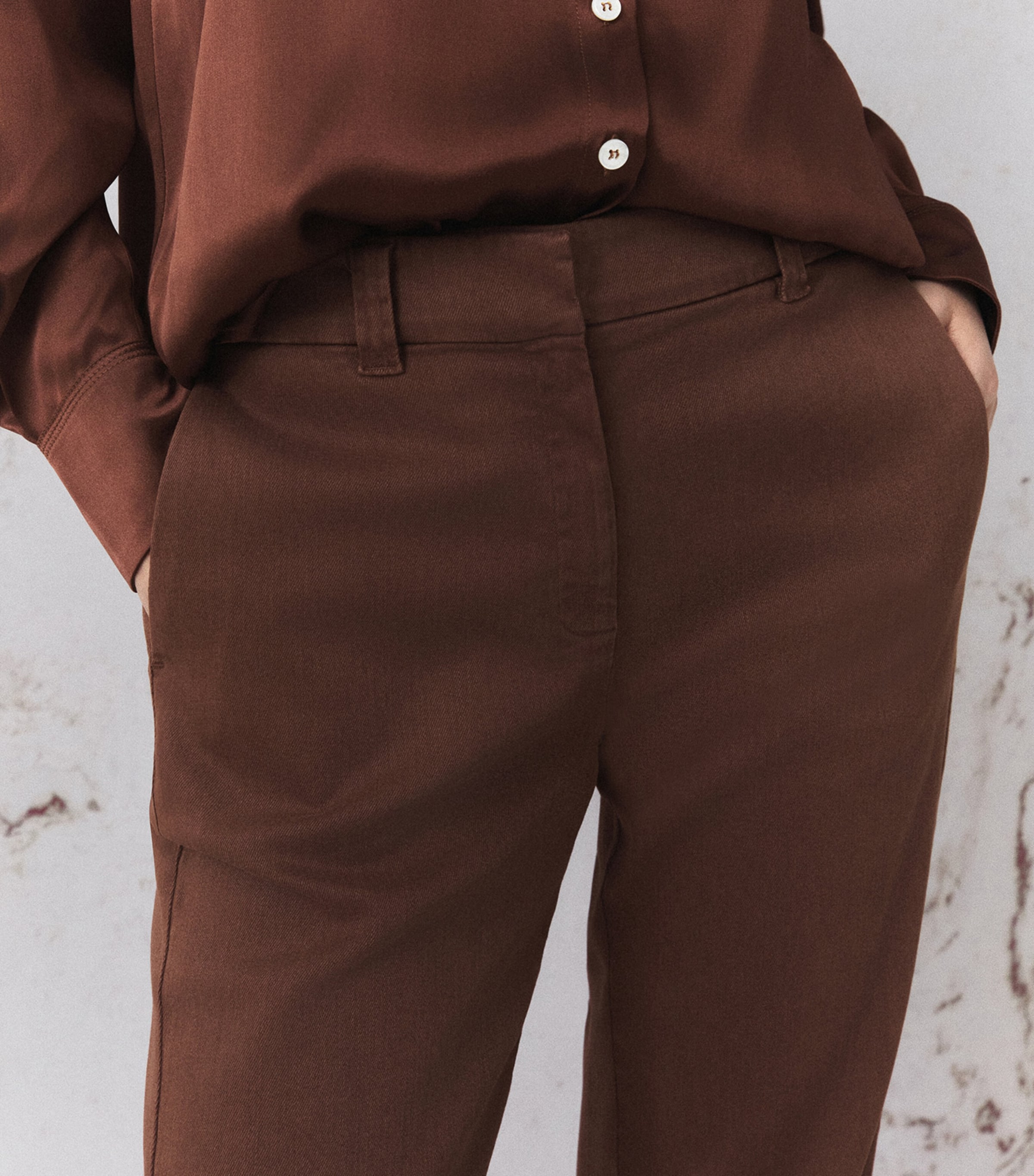 Marella Womens Twill Straight Trousers Caramel Image 5