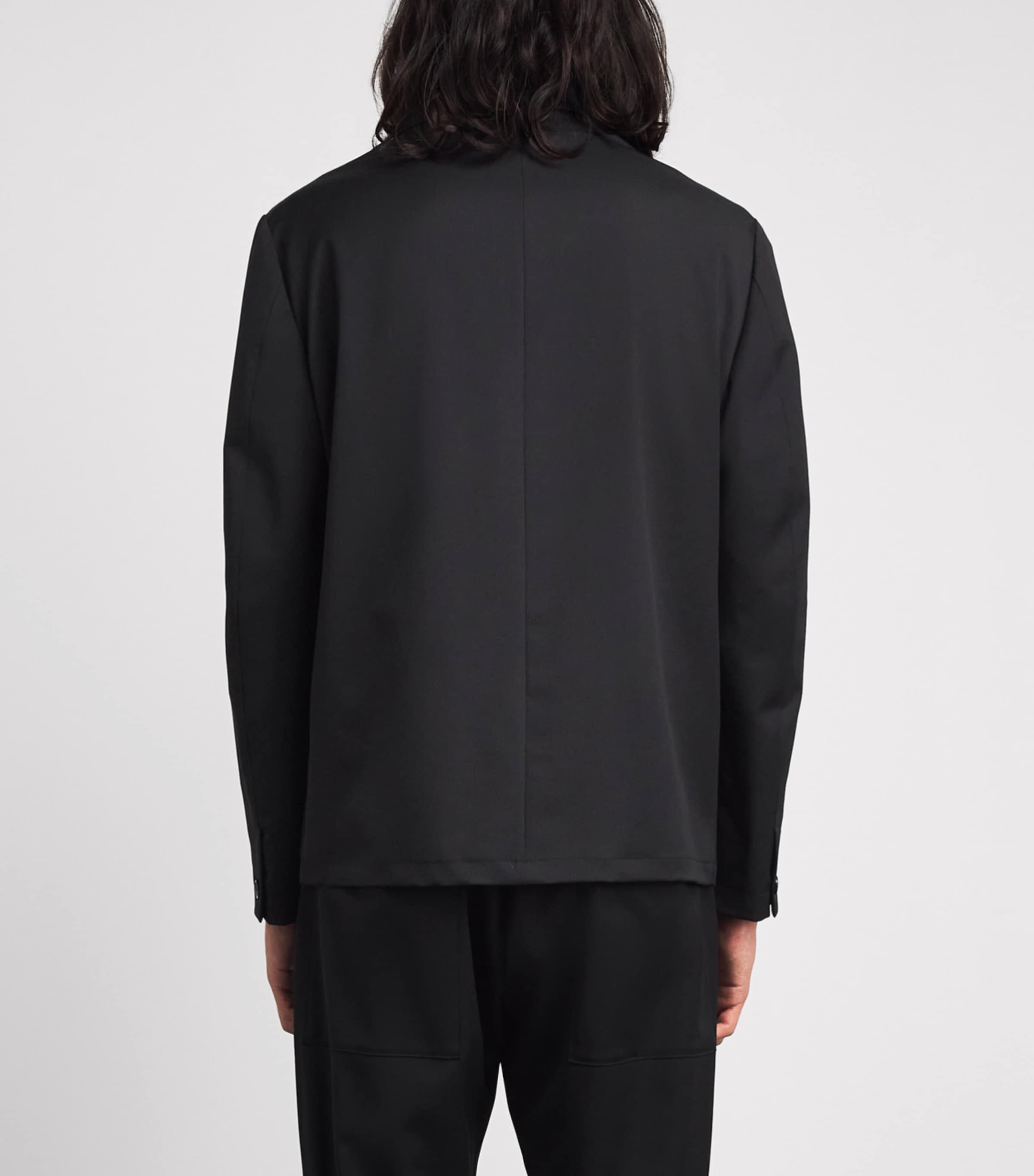 Barena Mens Stretch-Wool Gabardine Overshirt Nero Image 5