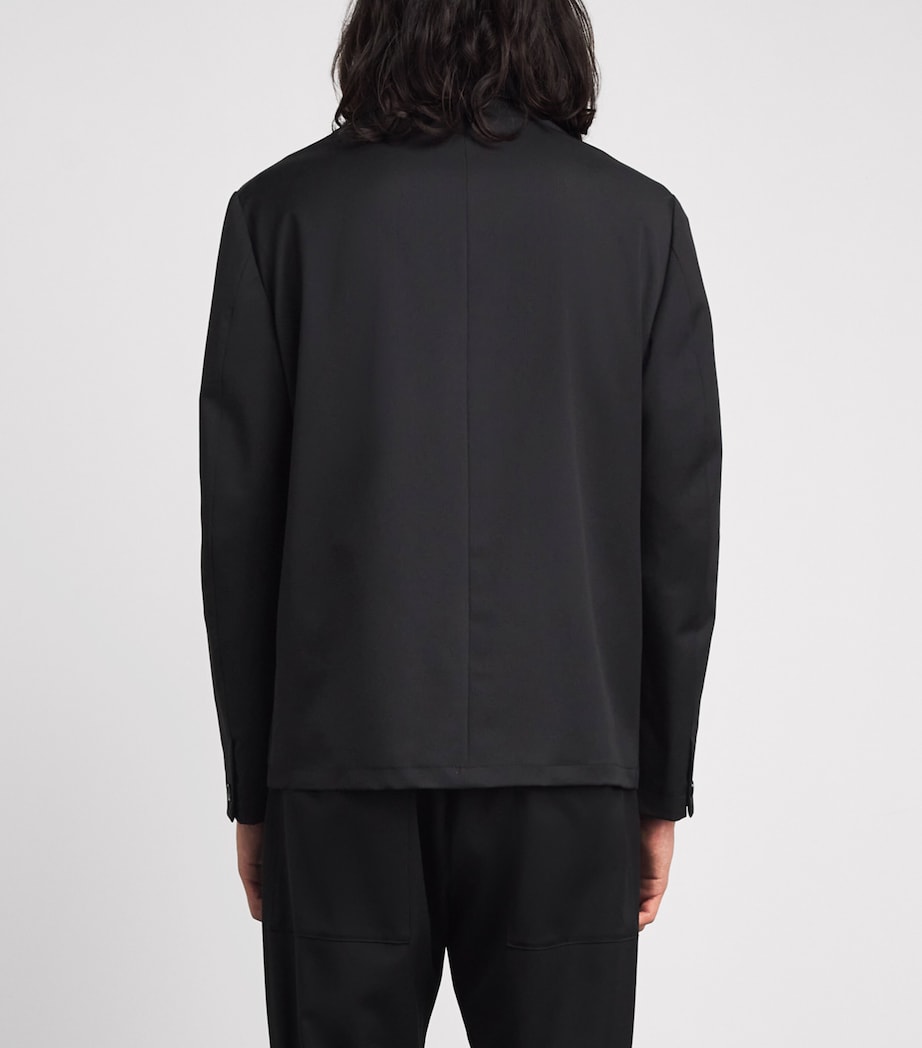 Barena Mens Stretch-Wool Gabardine Overshirt Nero Image 5