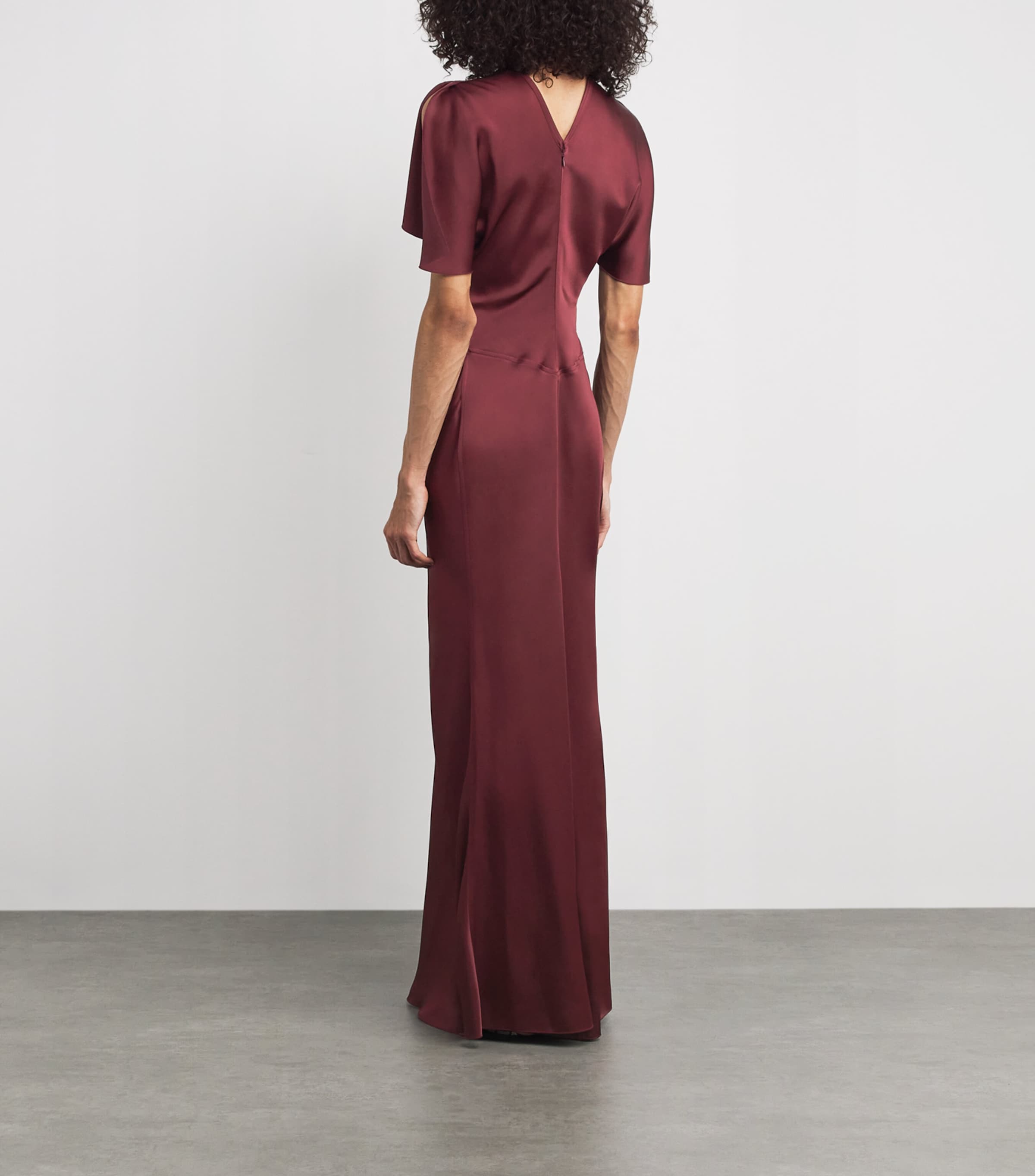 Satin Gathered Maxi Dress 9635 CINNABAR RED Image 3