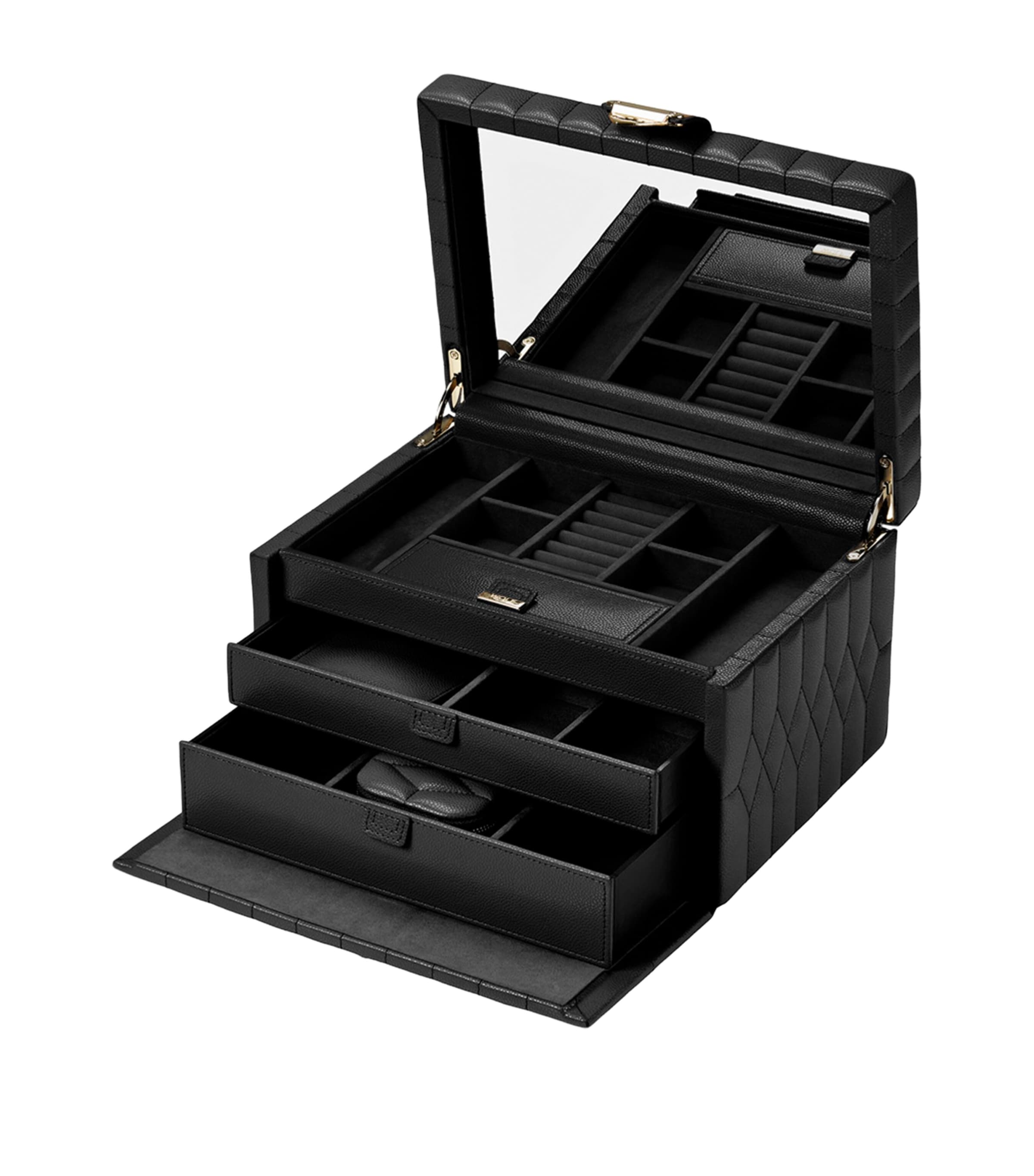 WOLF Medium Lauren Jewellery Box Black Image 3