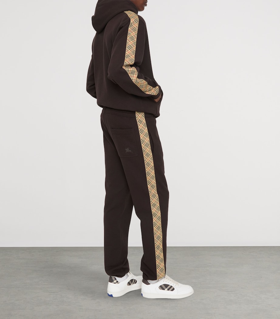 Cotton Check-Stripe Slim Sweatpants CLOVE BROWN Image 3