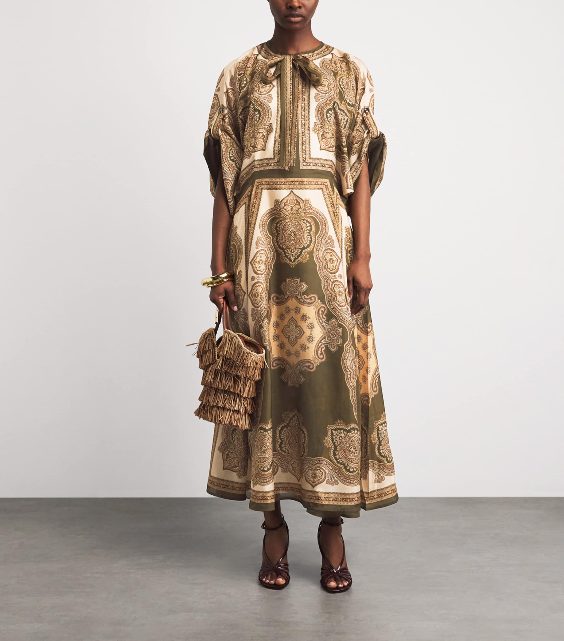 Zimmermann Womens Printed Mahon Tunic Midi Dress Olp Olive Paisley Image 2