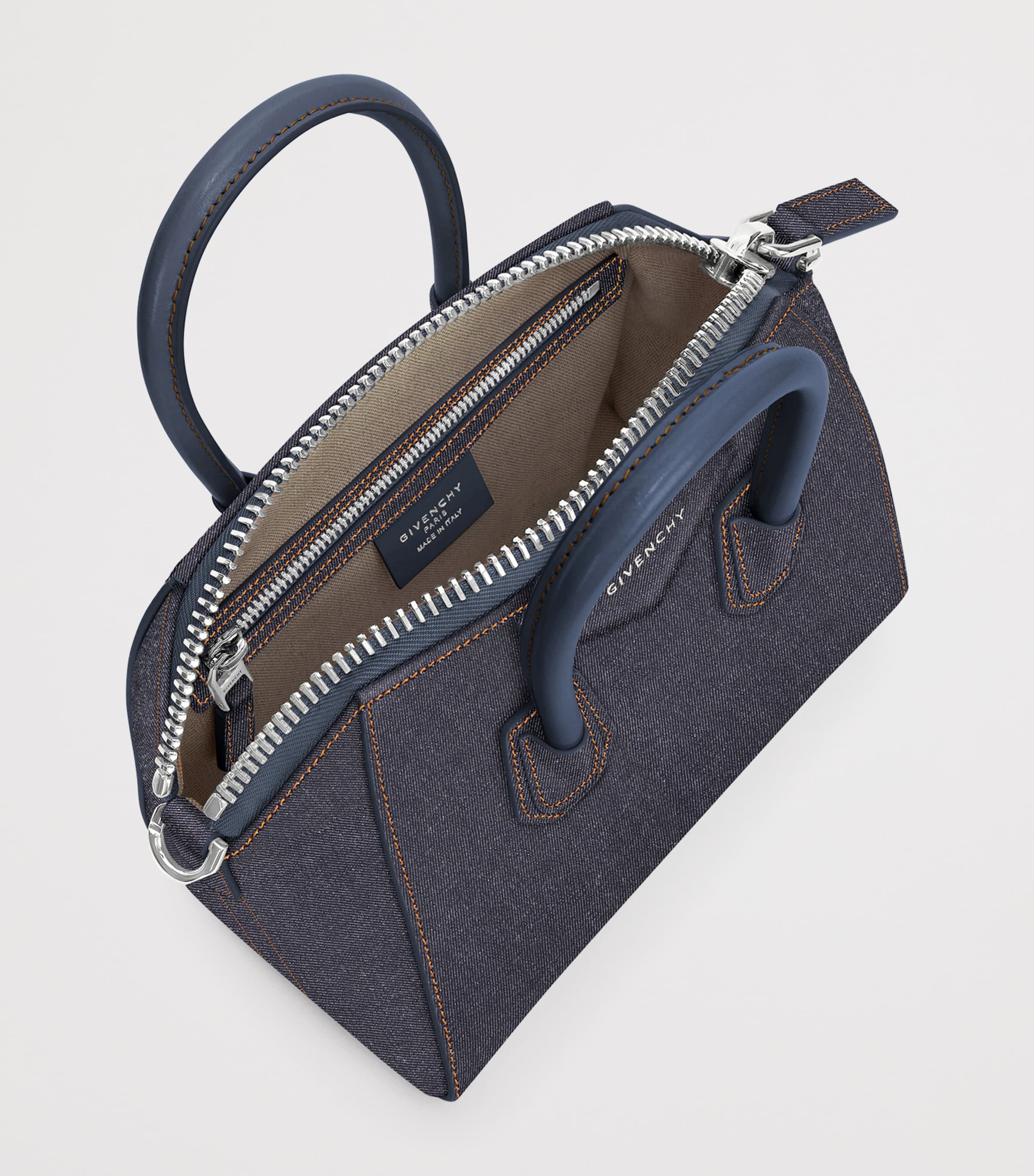 Mini Denim Antigona Top-Handle Bag INDIGO BLUE Image 4