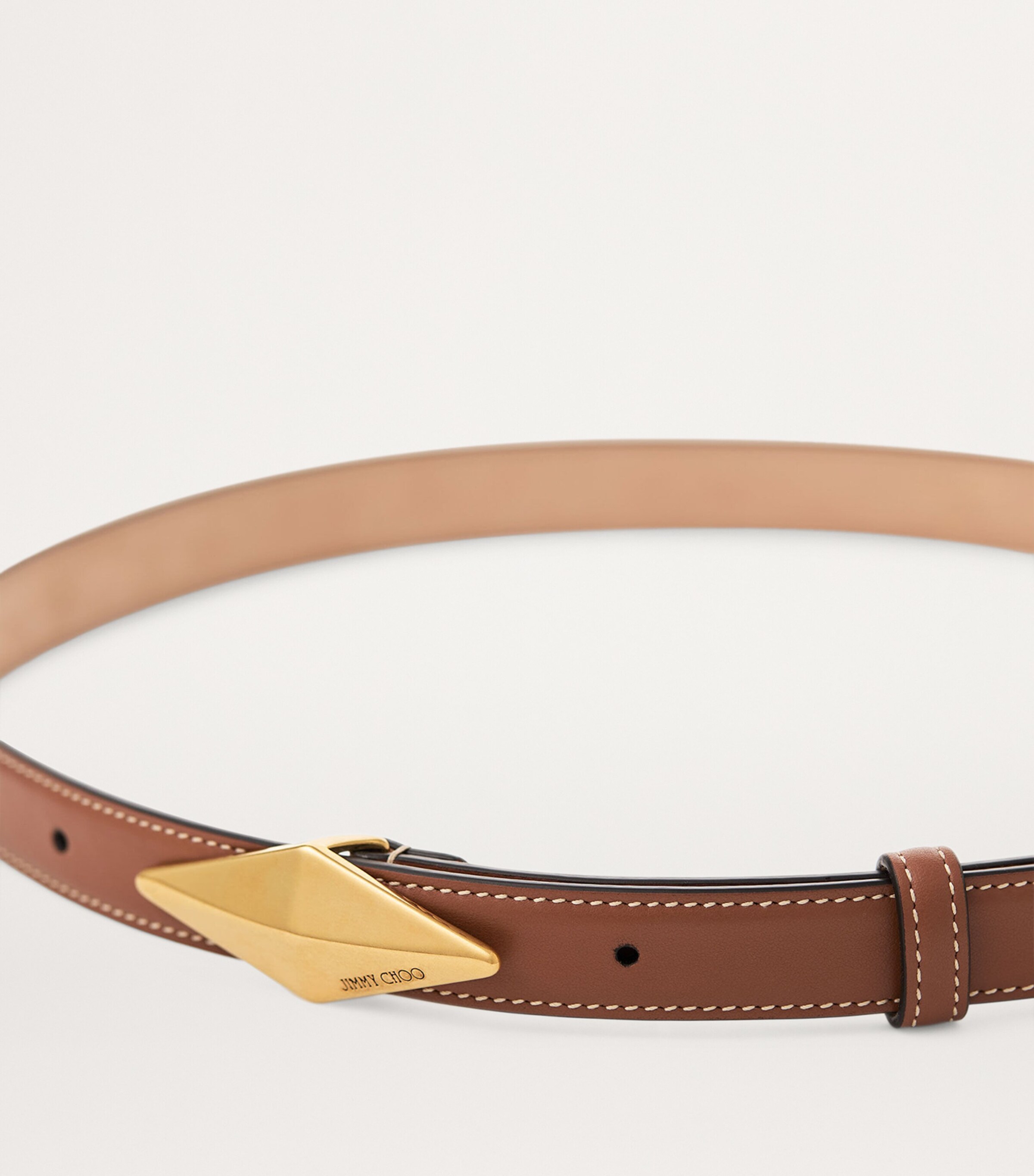 【関税込み】Jimmy Choo タン Diamond バックルベルト Jimmy Choo Leather Diamond Belt | Harrods US
