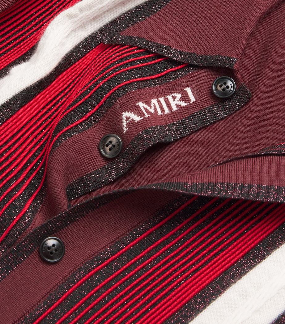 Wool-Blend Embellished Stripe Shirt RED Image 5