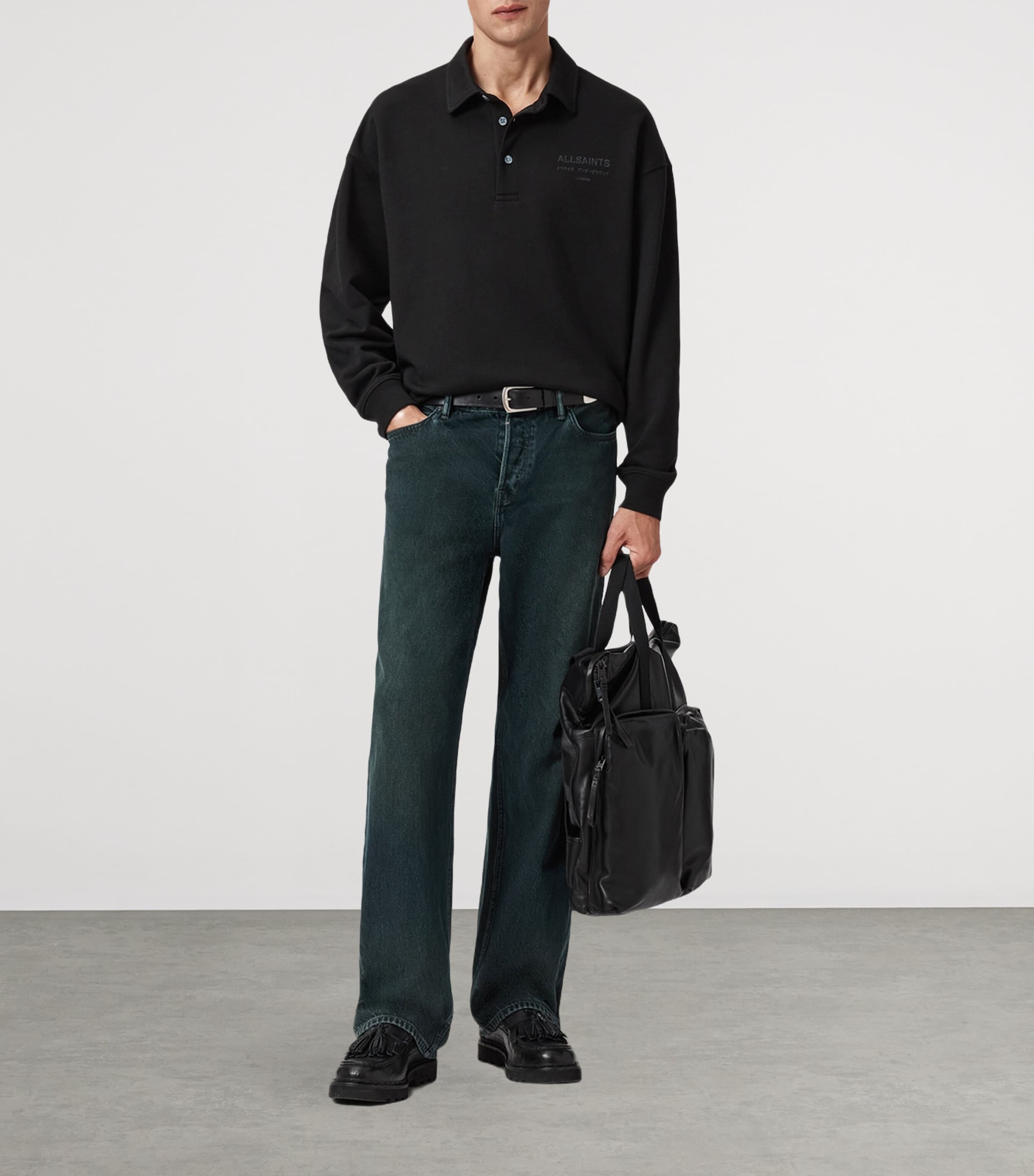 Cotton Xander Polo Sweatshirt JET BLACK Image 2