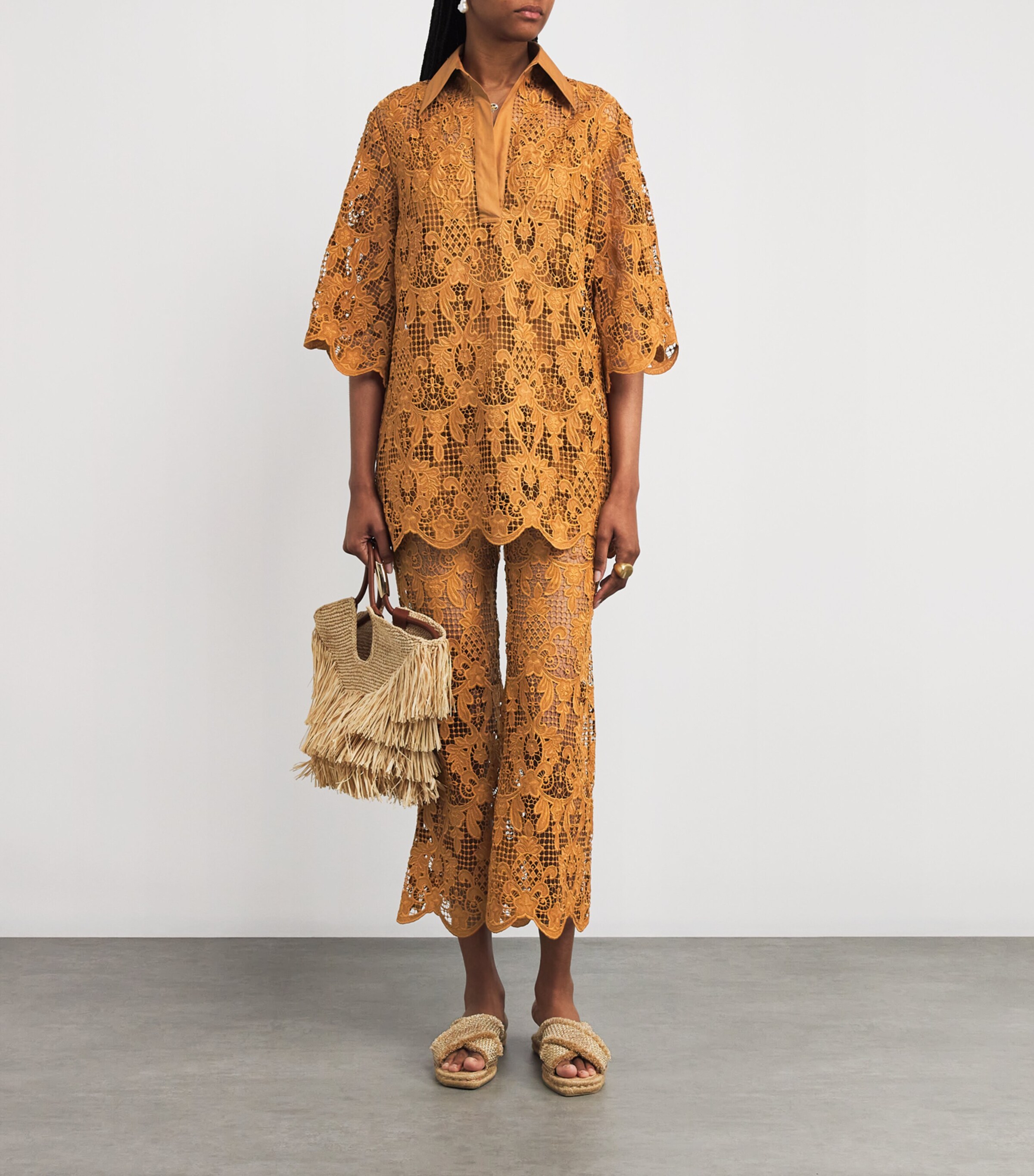 Zimmermann Womens Lace Coco Tunic Top Bis Biscuit Image 2