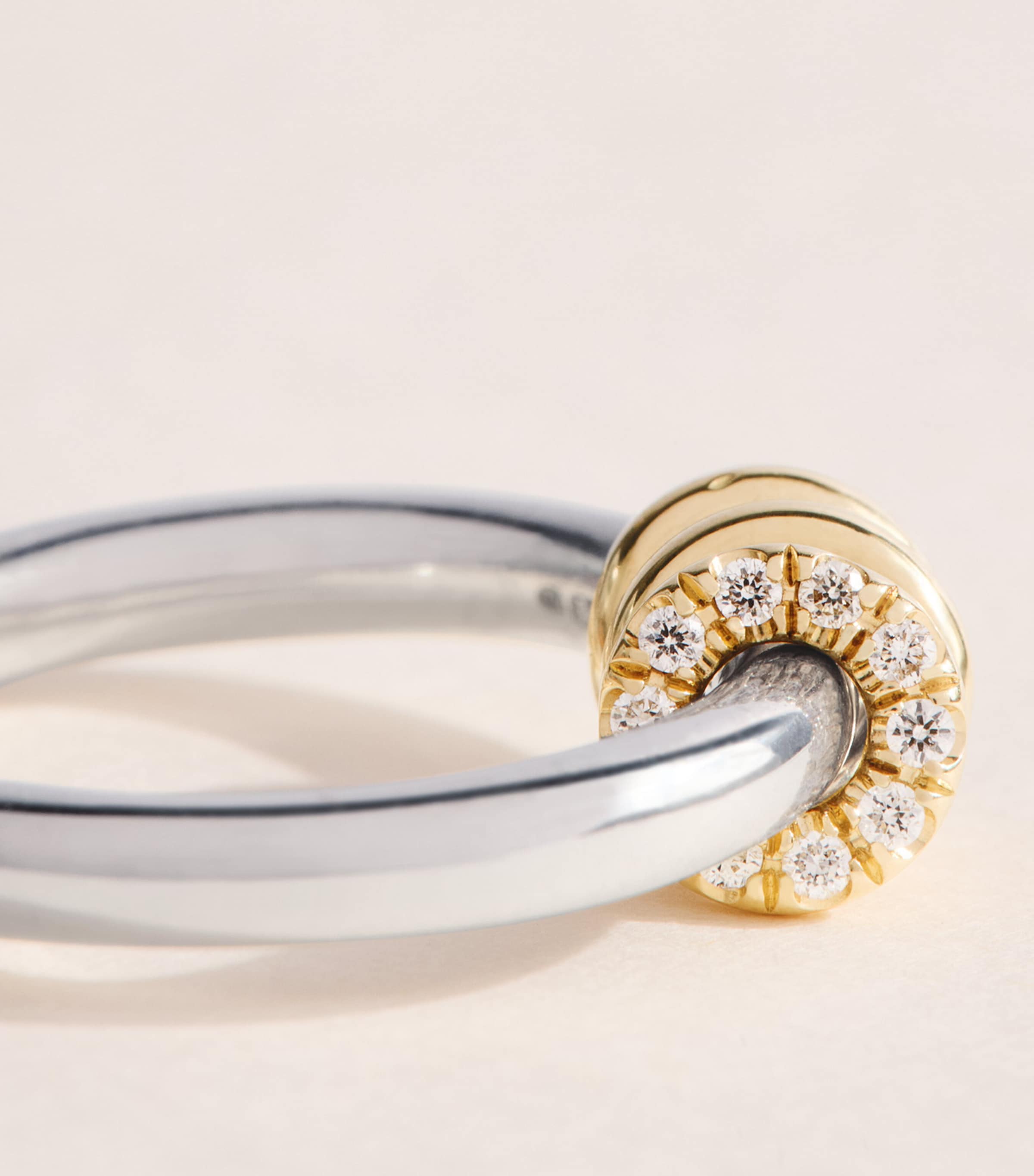 Spinelli Kilcollin Sterling Silver, Yellow Gold and Diamond Ara Deux Hoop Earrings Sterling Silver Image 5