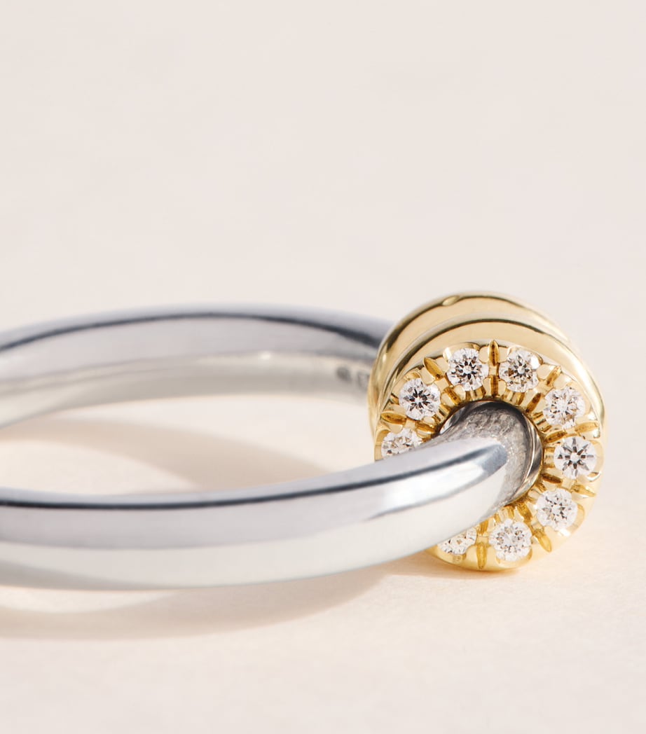 Spinelli Kilcollin Sterling Silver, Yellow Gold and Diamond Ara Deux Hoop Earrings Sterling Silver Image 5