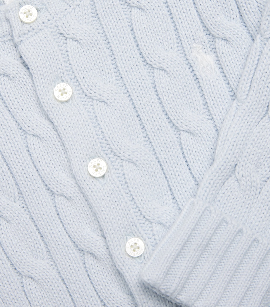 Cotton Cable-Knit Cardigan and Leggings Set (3-24 Months) PEARL BLUE Image 4