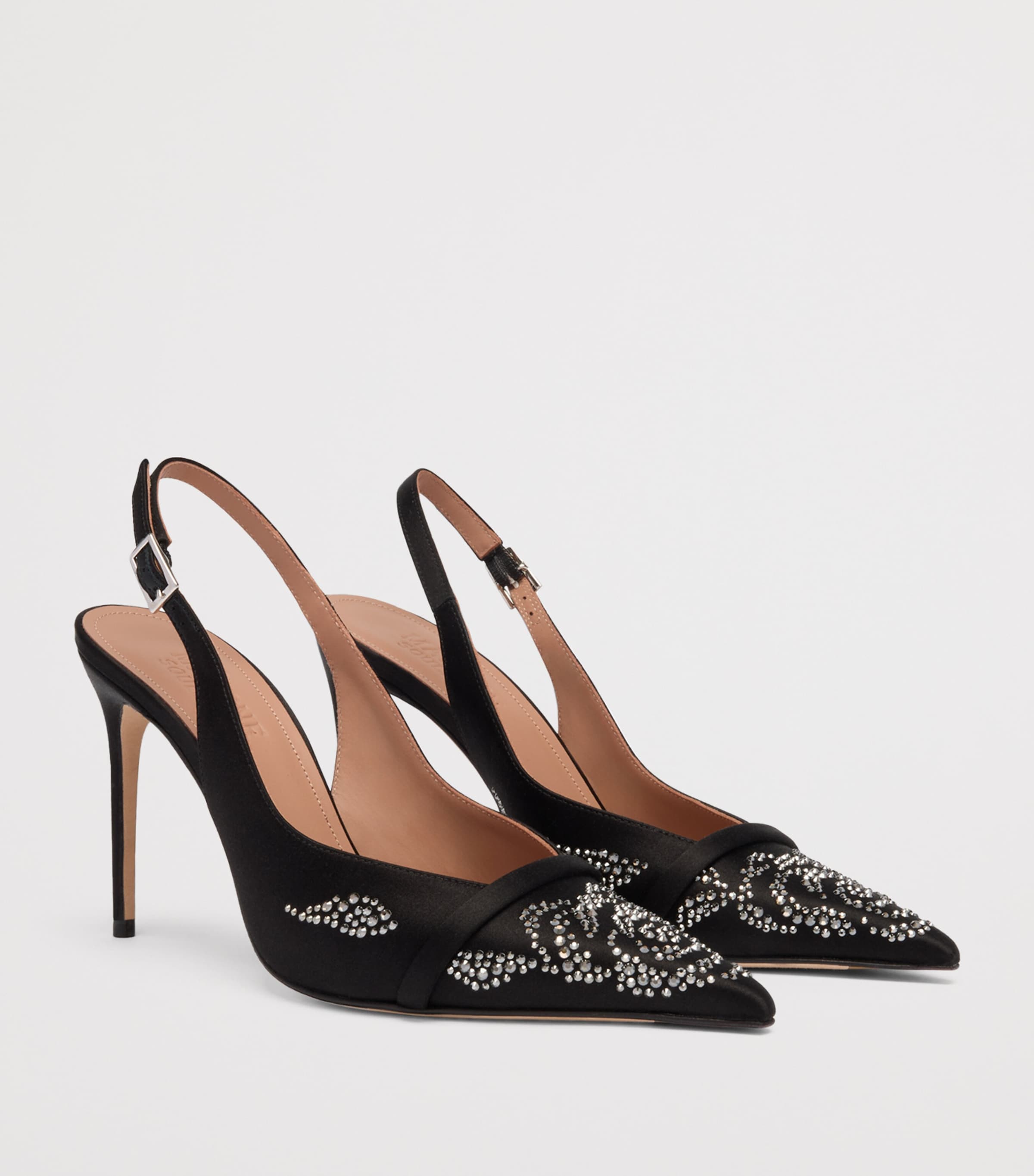 Satin Jazz Slingback Heels 90 BLACK Image 2