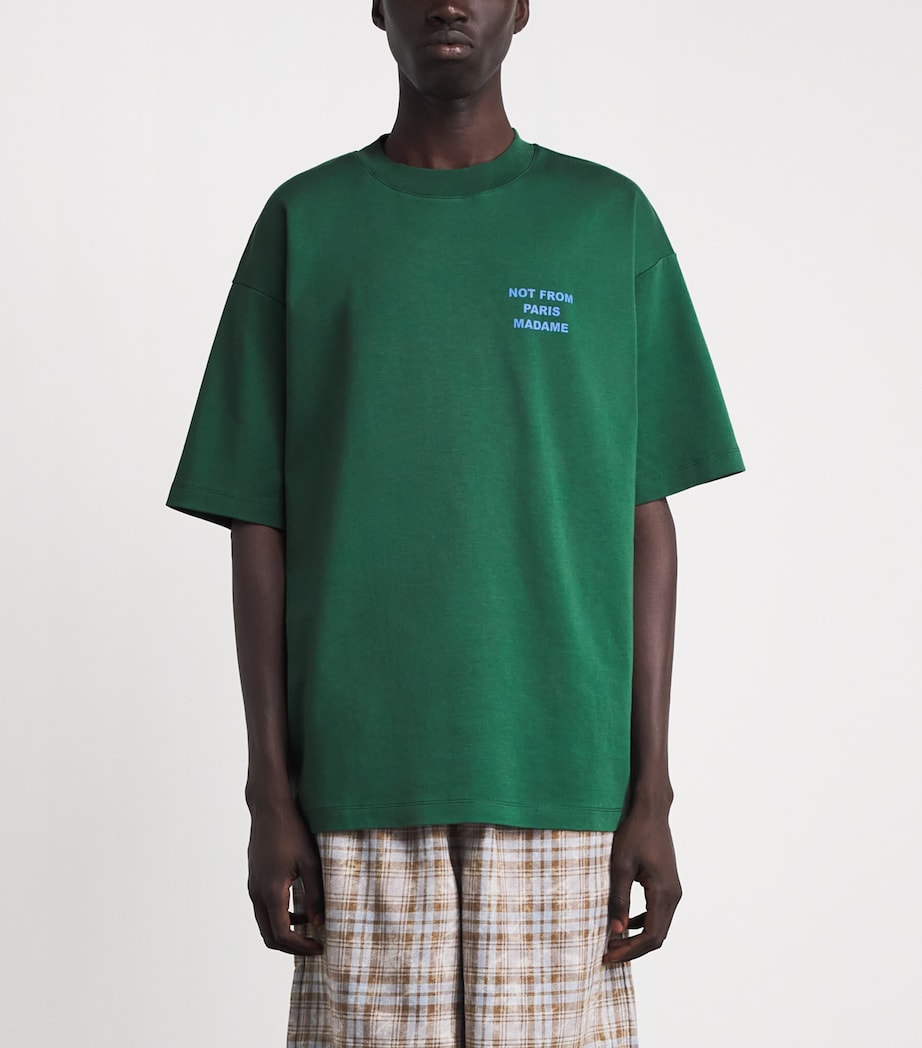 Drôle de Monsieur Mens Cotton Slogan T-Shirt Eden Green Image 4