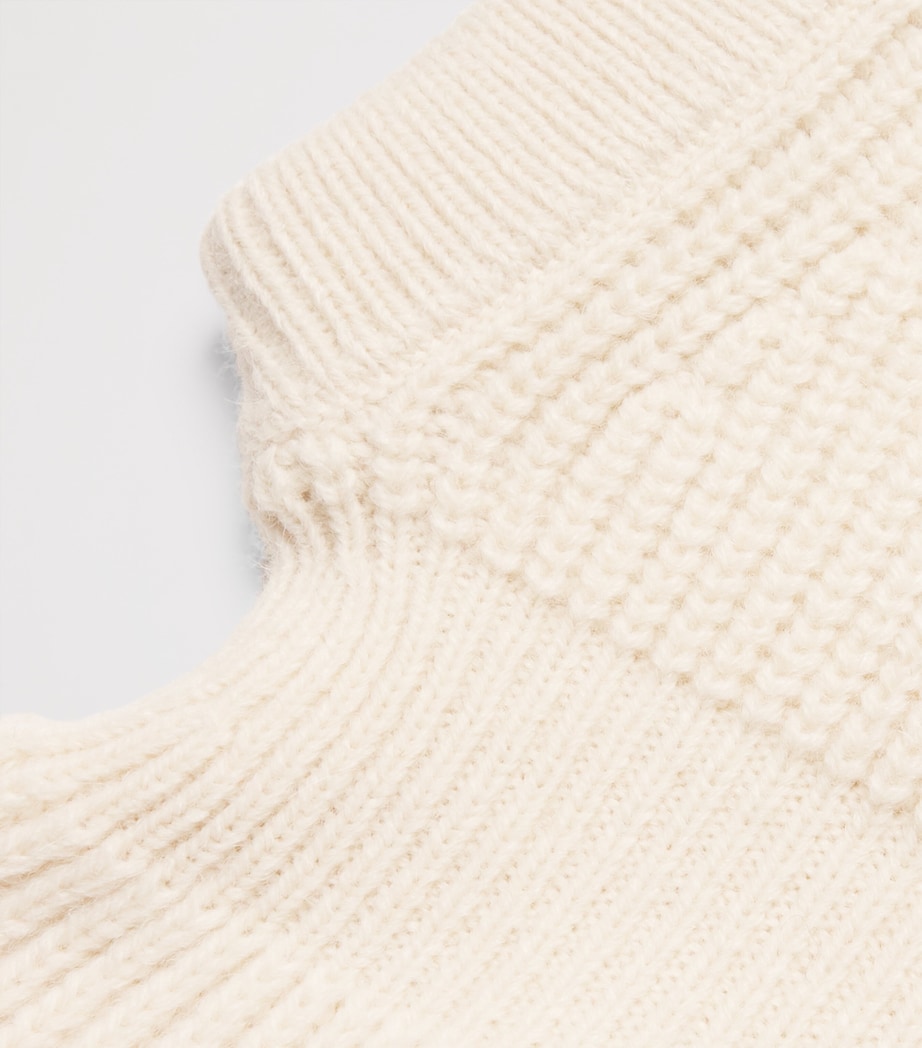 Wool-Blend Knitted Hood LIGHT CREAM WH048 Image 4