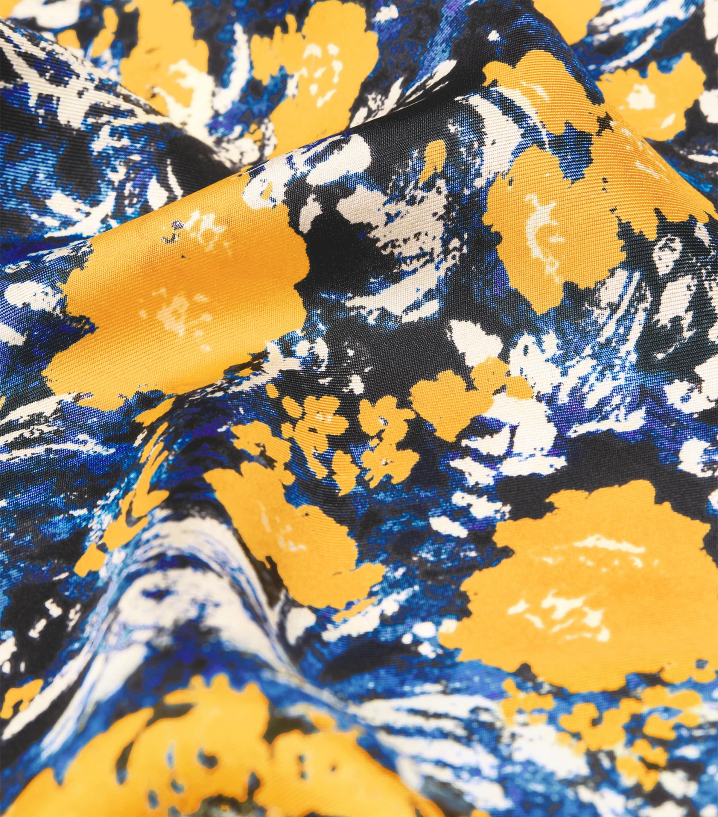 Silk Floral Print Square Shawl NAVY/YELLOW Image 2