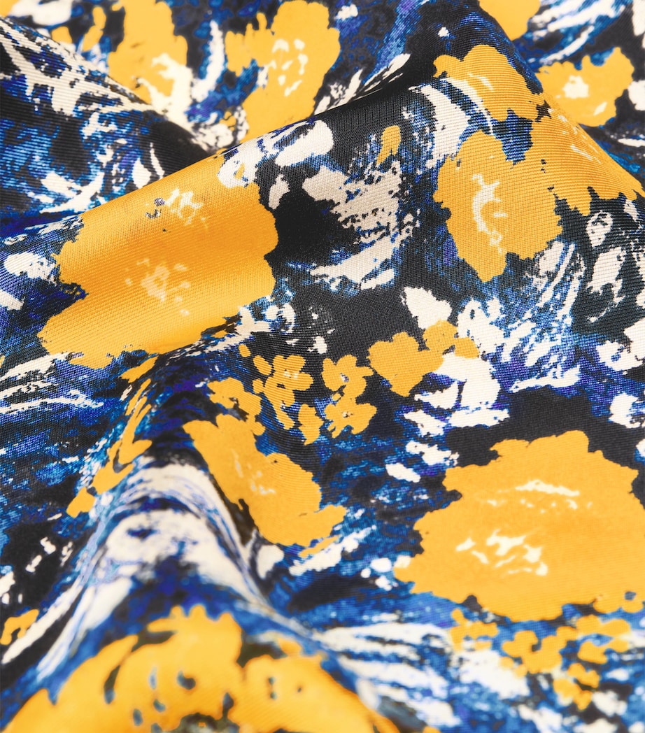 Silk Floral Print Square Shawl NAVY/YELLOW Image 2