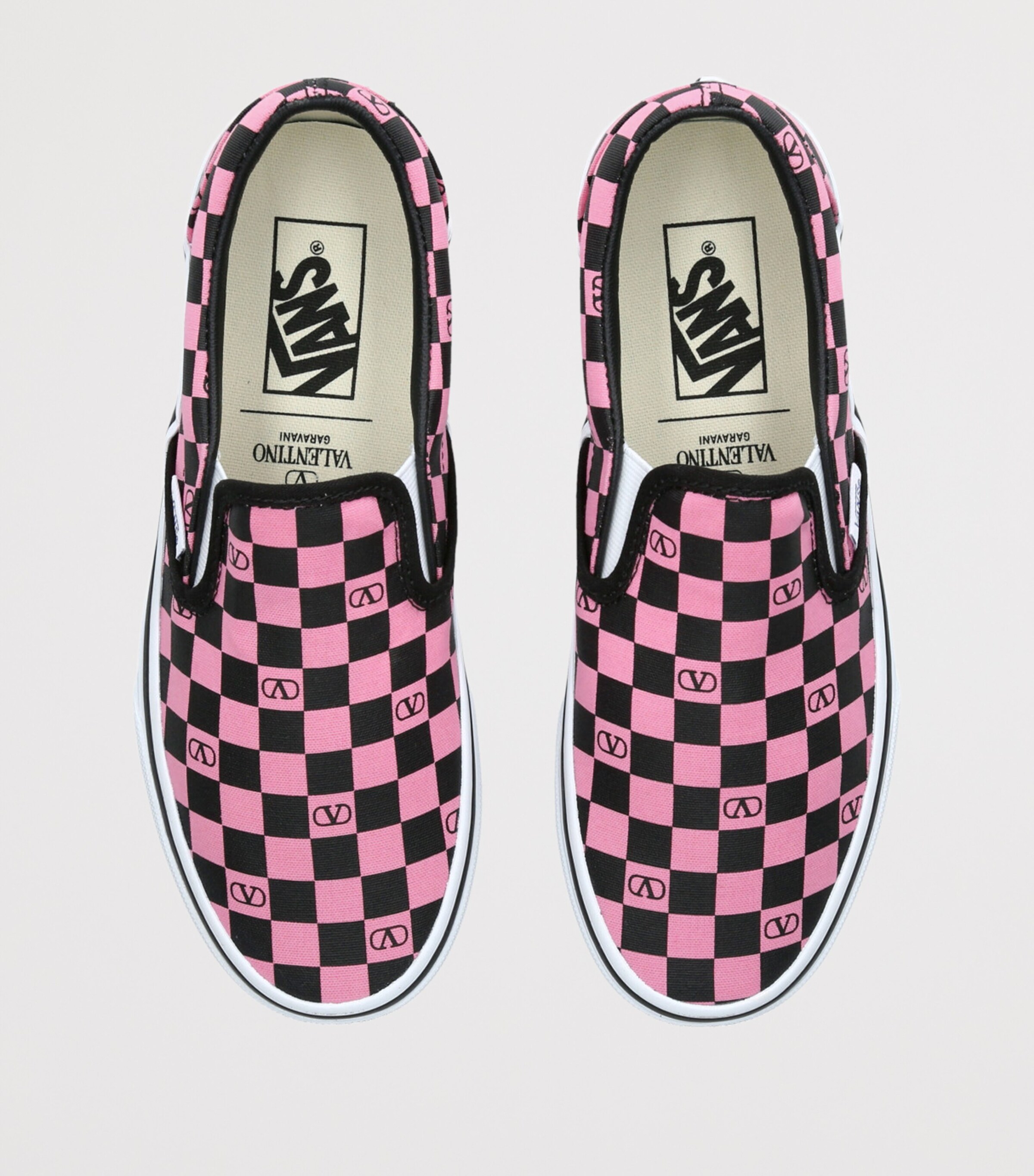Valentino Garavani x Vans Canvas Checkerboard Slip-On Sneakers Pink Comb Image 4