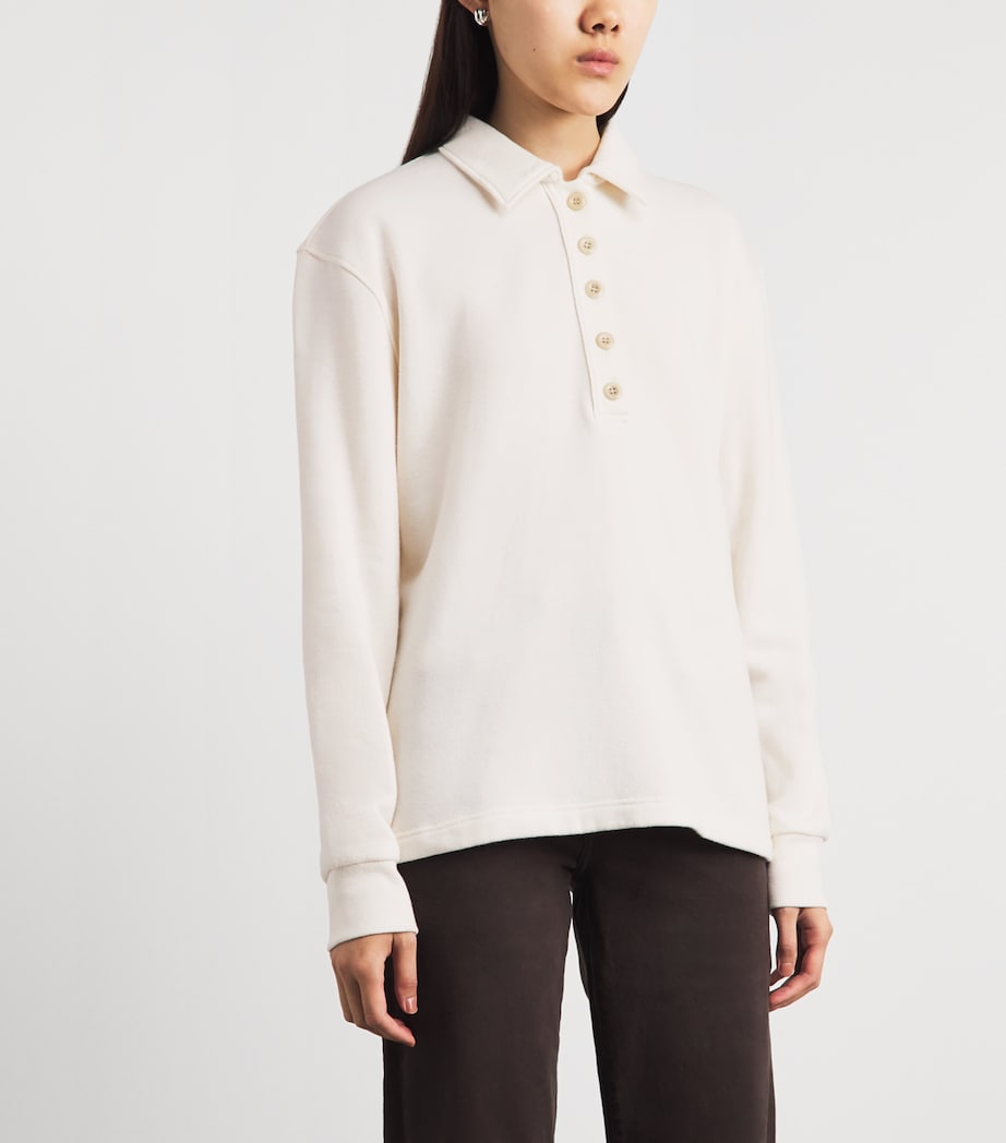 Citizens of Humanity Womens Fleece Vintage Long-Sleeve Polo Sweater Pashmina (off White) Image 4