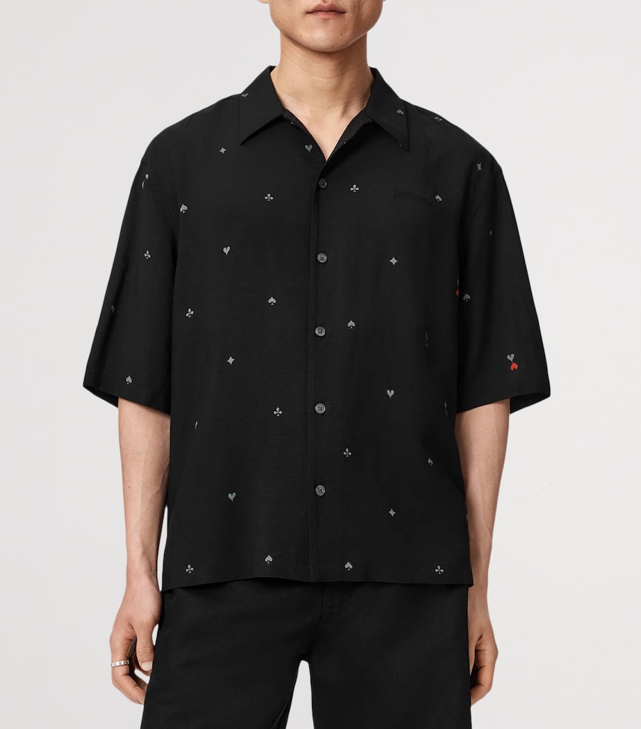 AllSaints Mens Short-Sleeve Cardsuit Shirt Black Image 3
