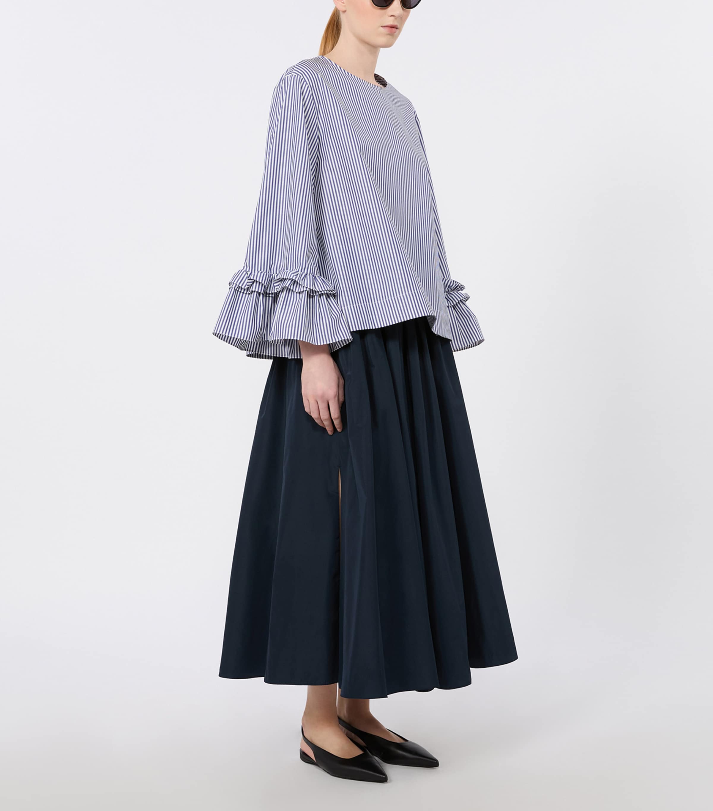 Max Mara Womens Cotton Stripe Blouse Light Blue Image 2