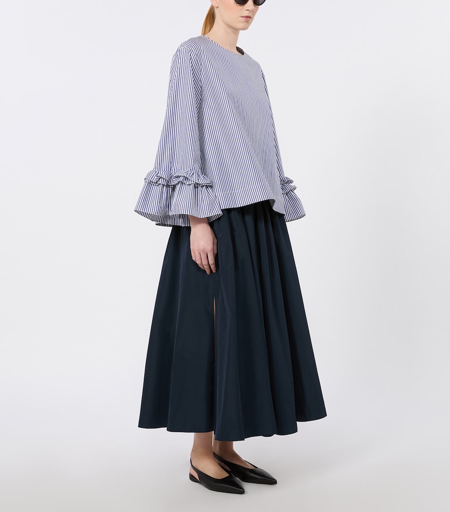 Max Mara Womens Cotton Stripe Blouse Light Blue Image 2
