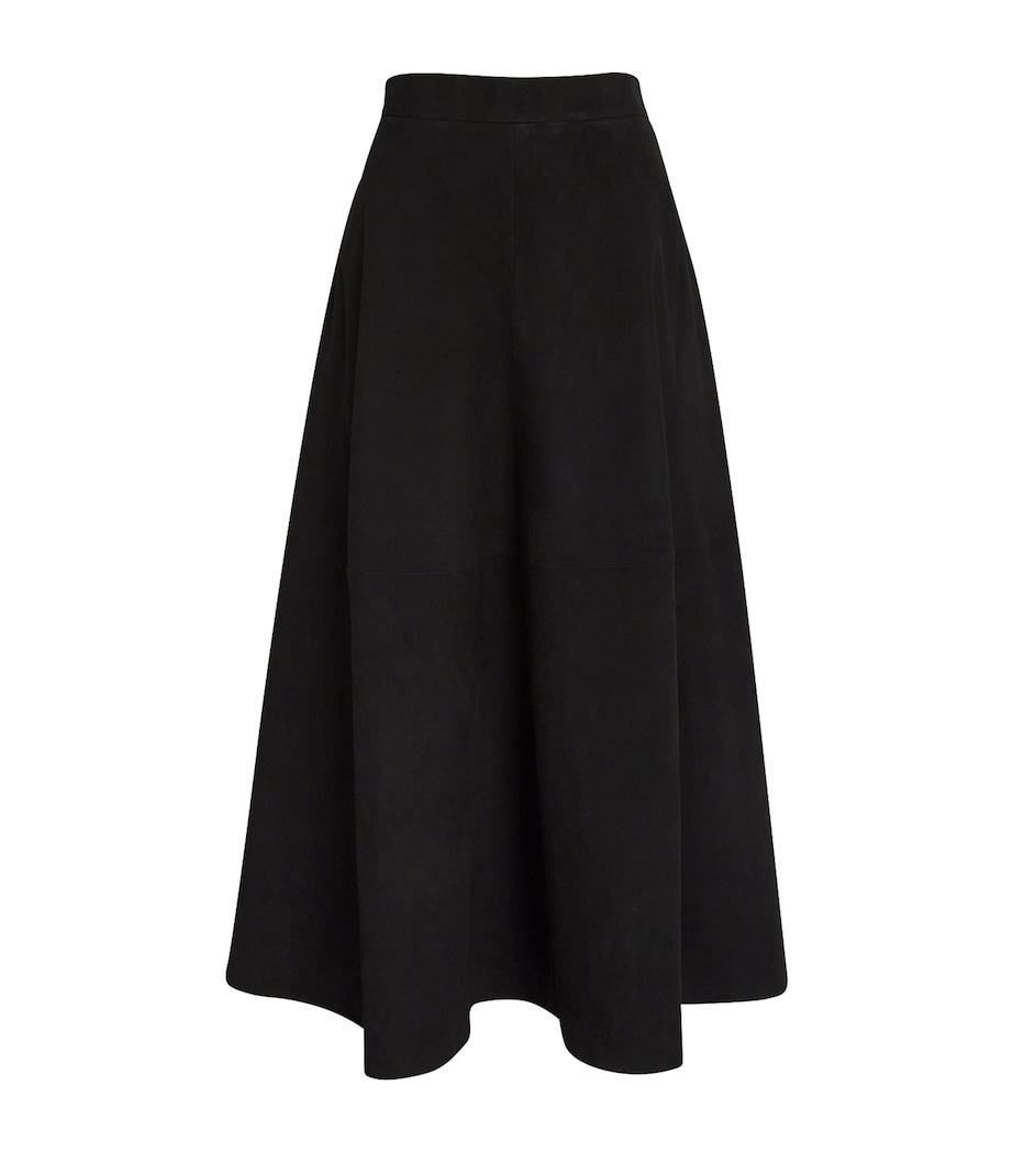 Suede A-Line Midi Skirt BLACK-001 Image 1