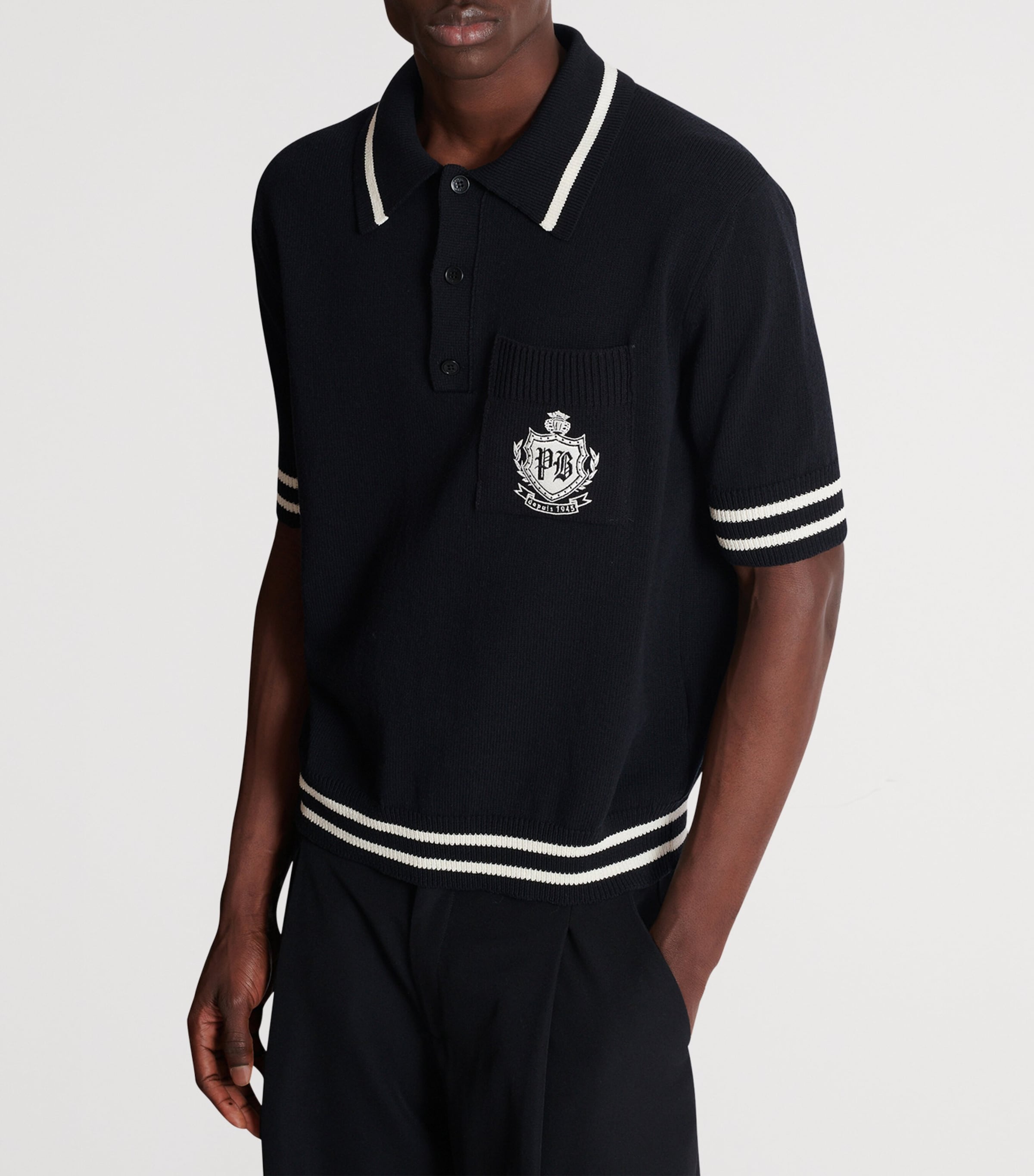 College Emblem Polo Shirt EER NOIR/NATUREL Image 7