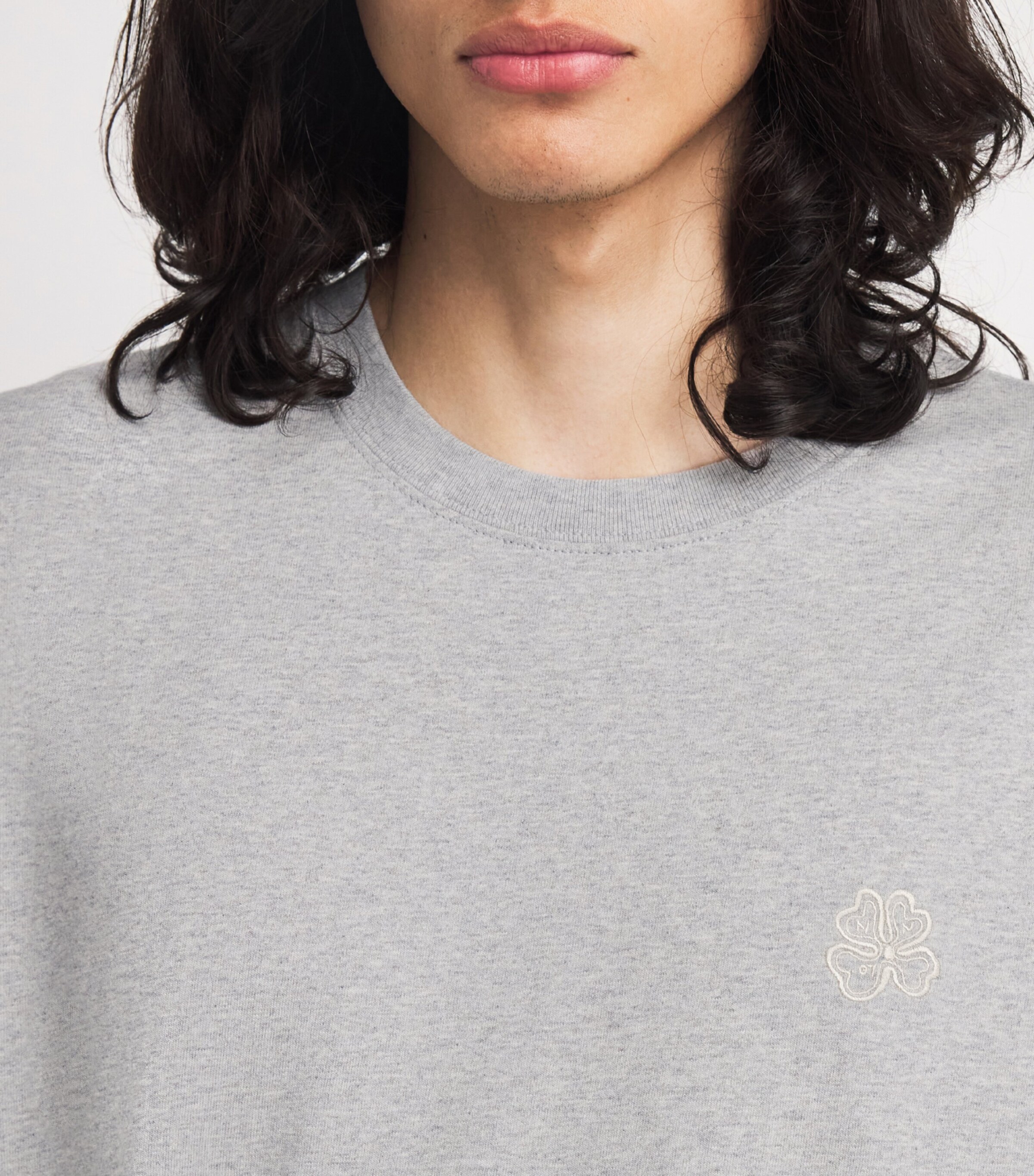 NN.07 Mens Organic Cotton Jett Logo T-Shirt Grey Mel Image 3