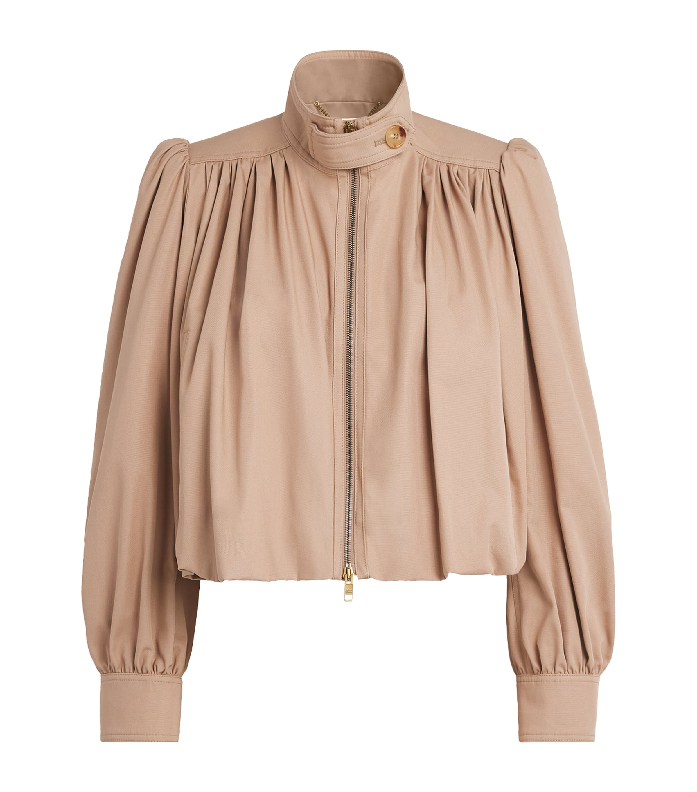 Chloé Womens Cotton Canvas Boule Jacket Worn Brown Image 1