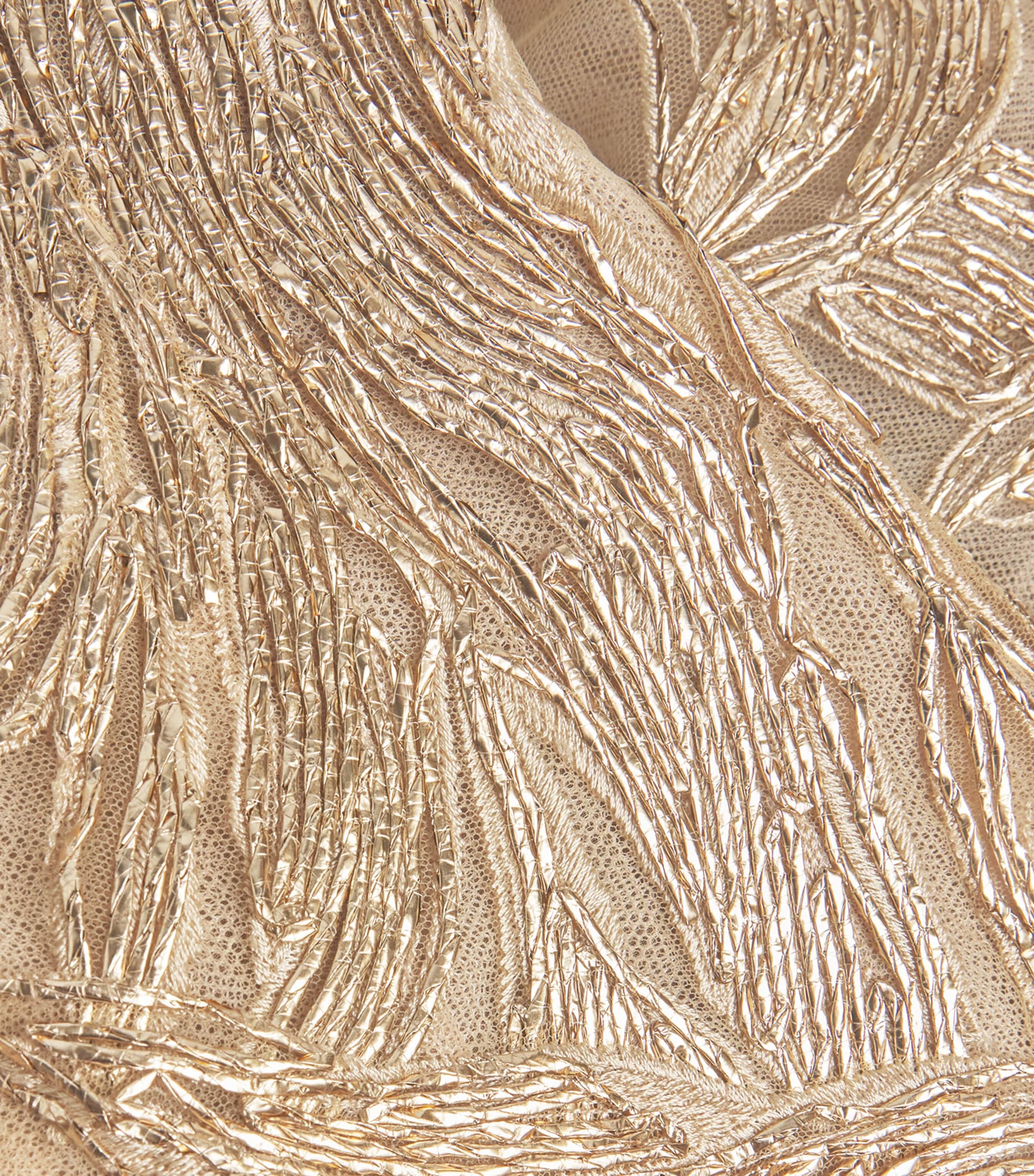 Tulle Feather-Embroidered Gown GOLD Image 5