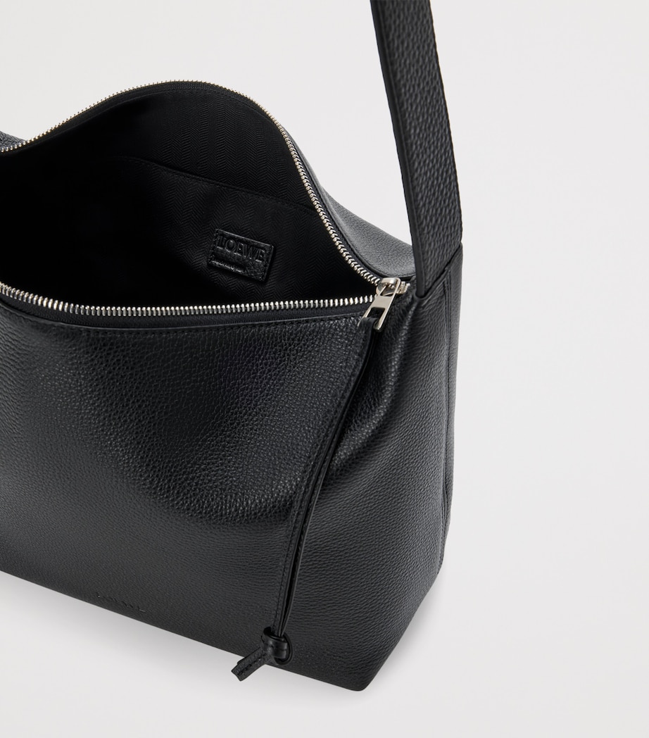 Leather Loop Hobo Shoulder Bag BLACK Image 5