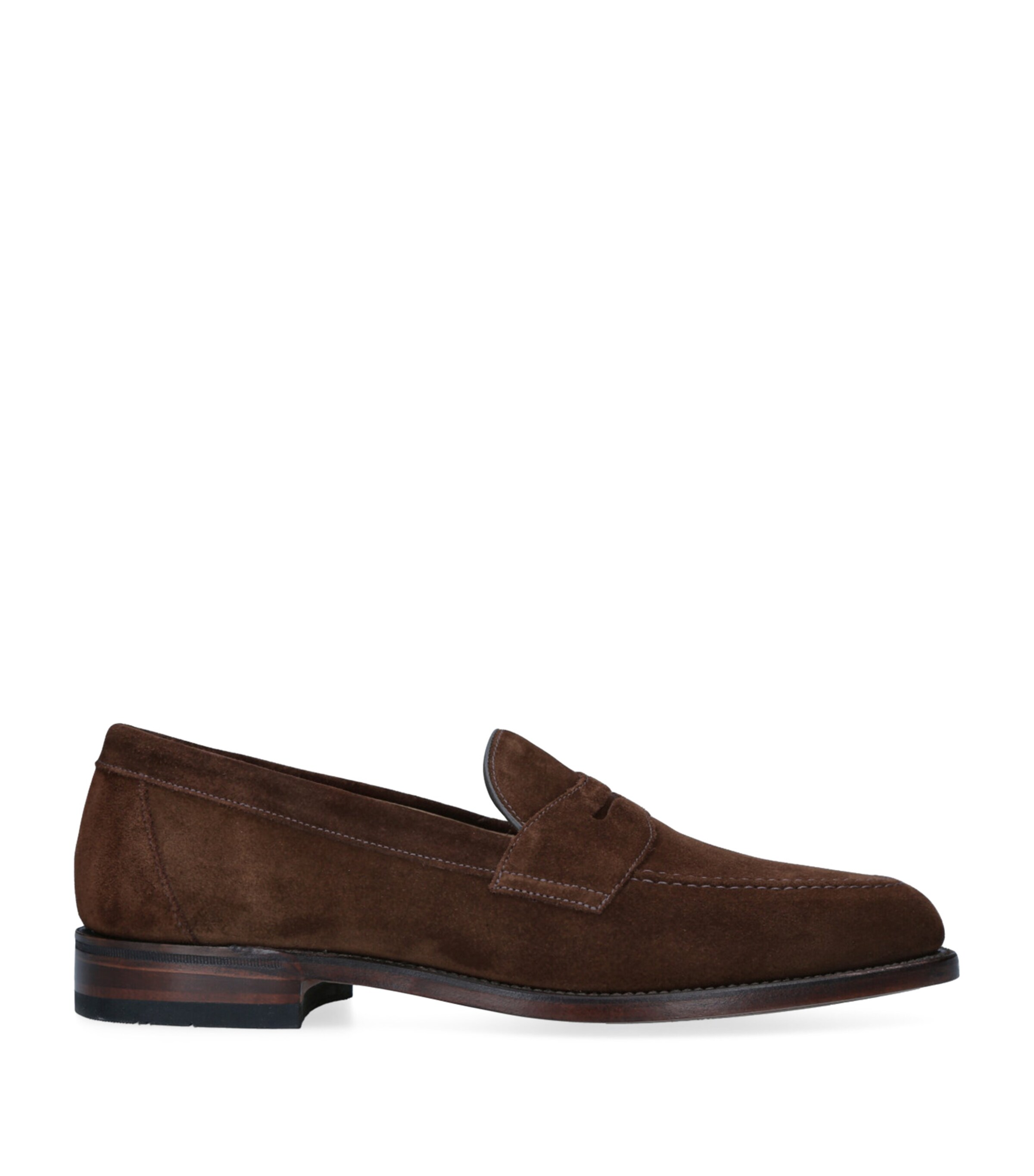 Loake Suede Penny Loafers In Brown