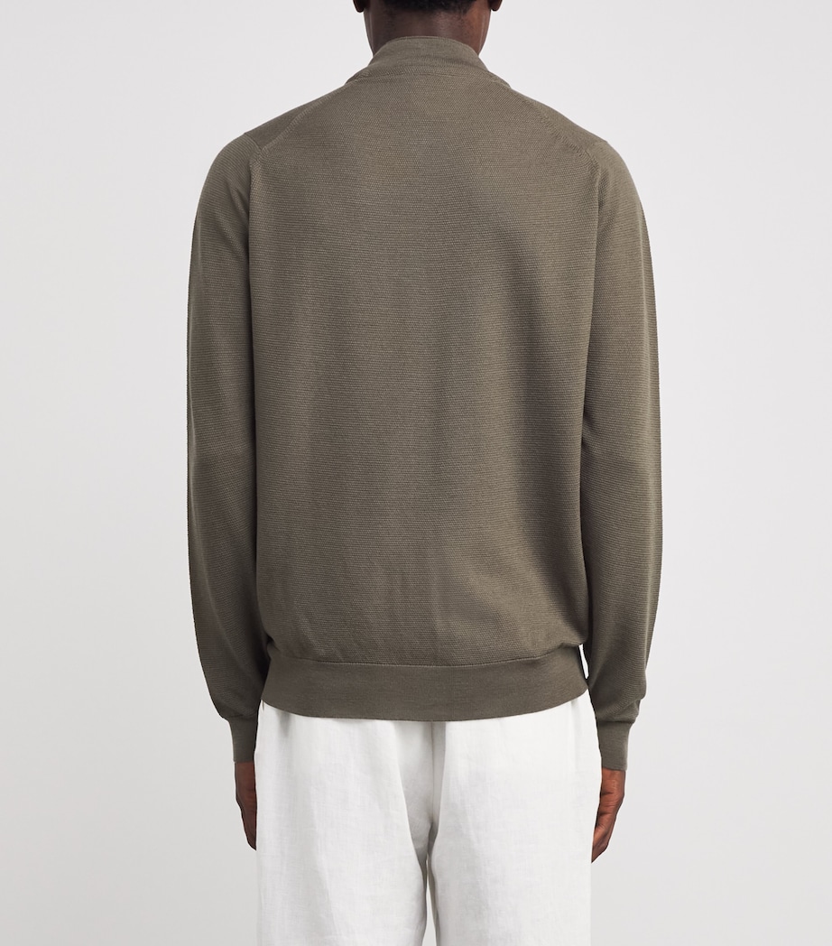 Extra Fine Merino Wool 16.Singular Bomber Jacket MANSFIELD GREEN Image 4