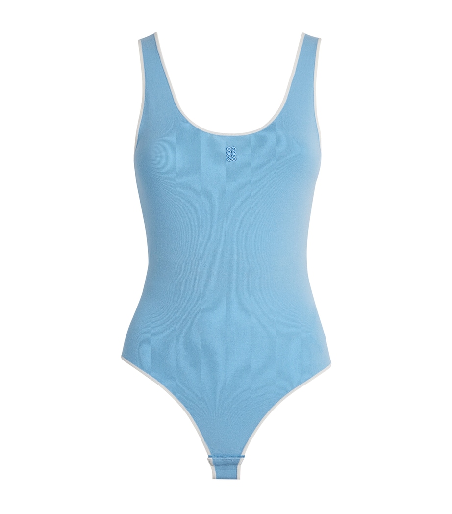 Sandro Paris Womens Knit Scoop-Neck Bodysuit Sky Blue Image 1