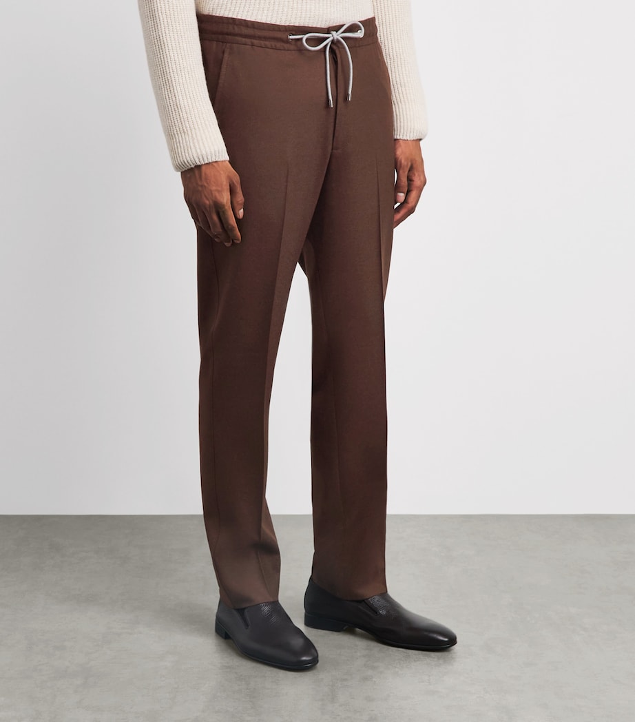 Corneliani Mens Virgin Wool-Blend Slim Tailored Trousers Brick Brown Image 4