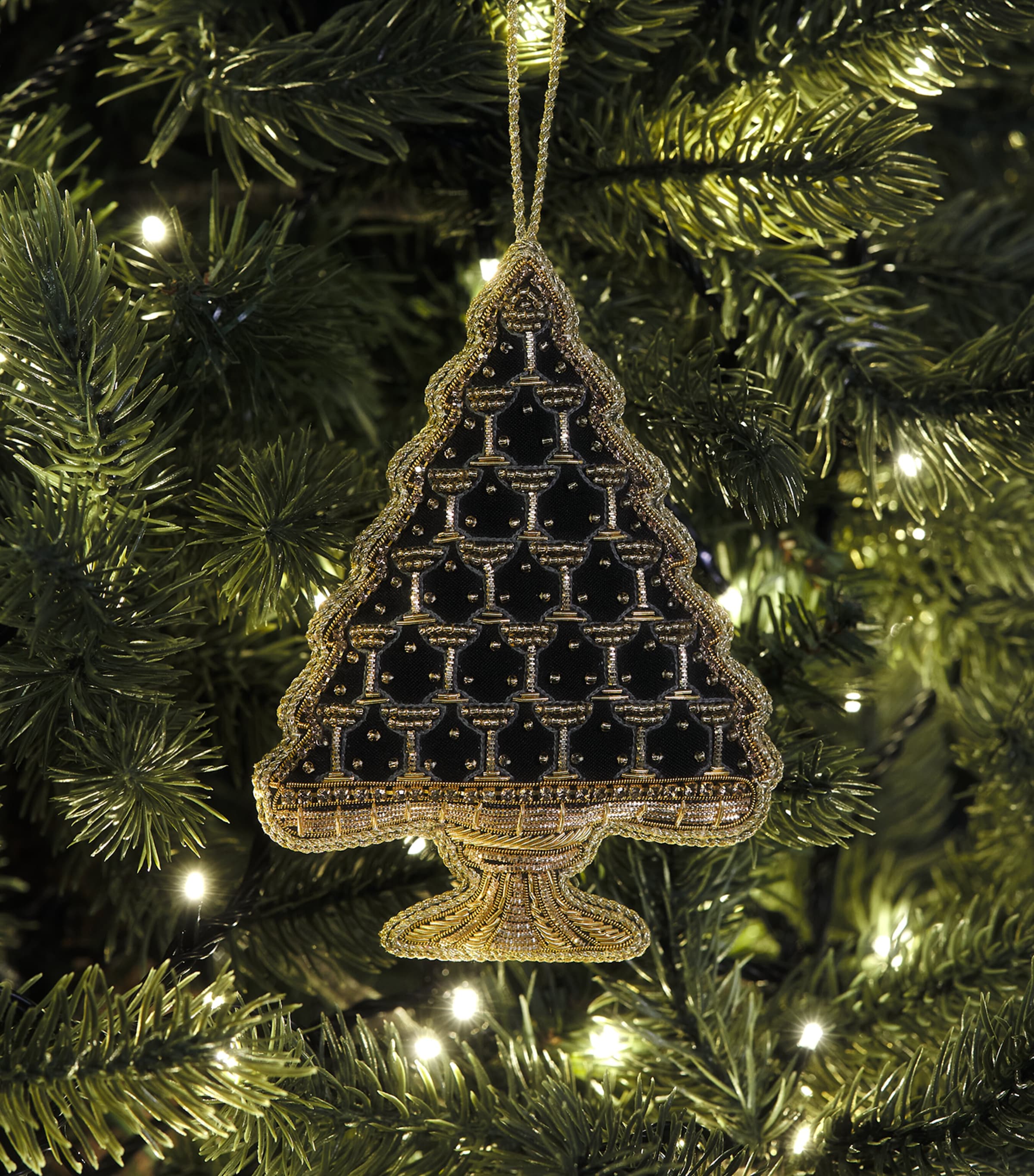 Tinker Tailor Beaded Champagne Tower Tree Decoration Black & Gold Image 3