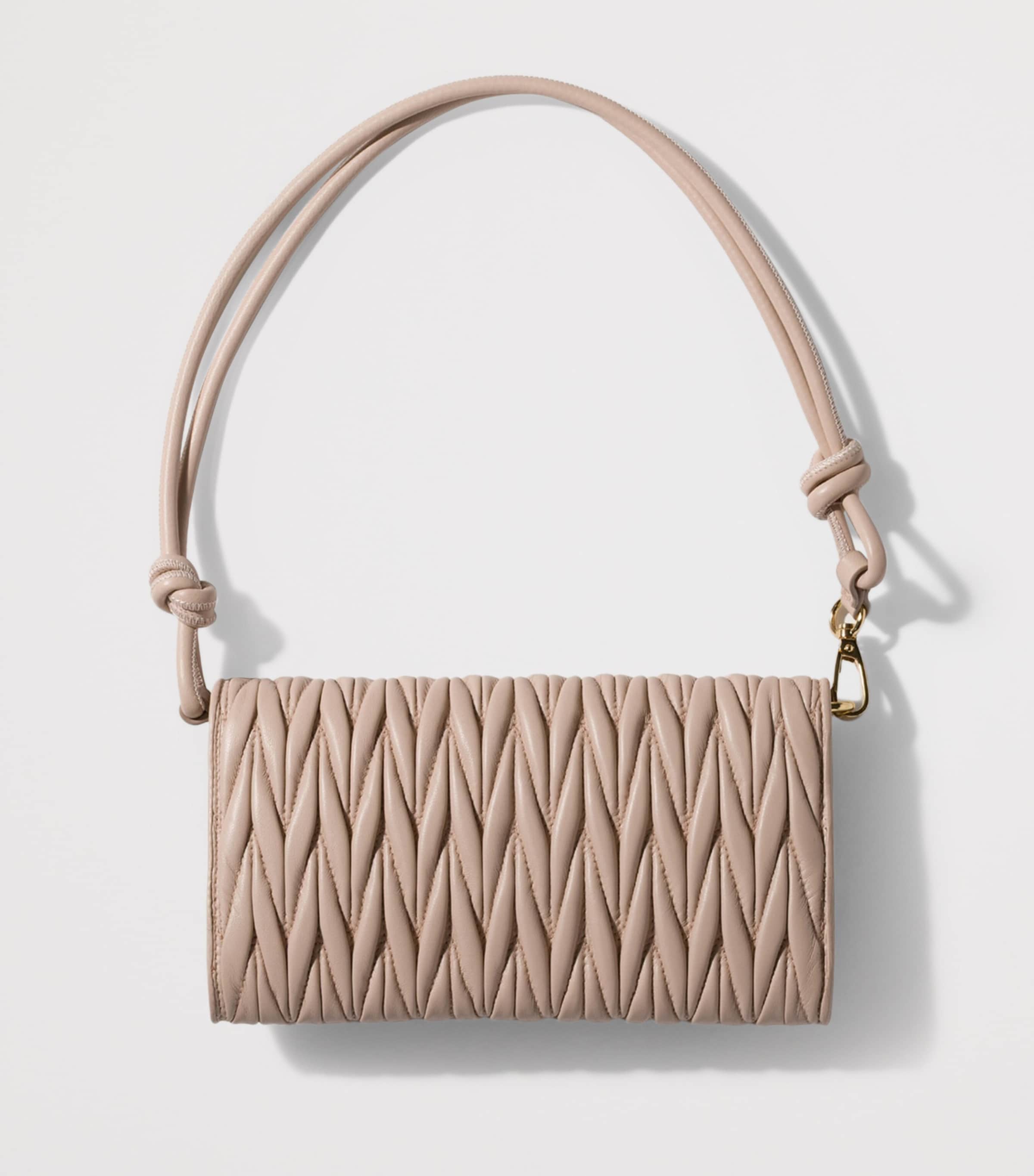 Miu Miu Leather Matelassé Chain Wallet Powder Image 3