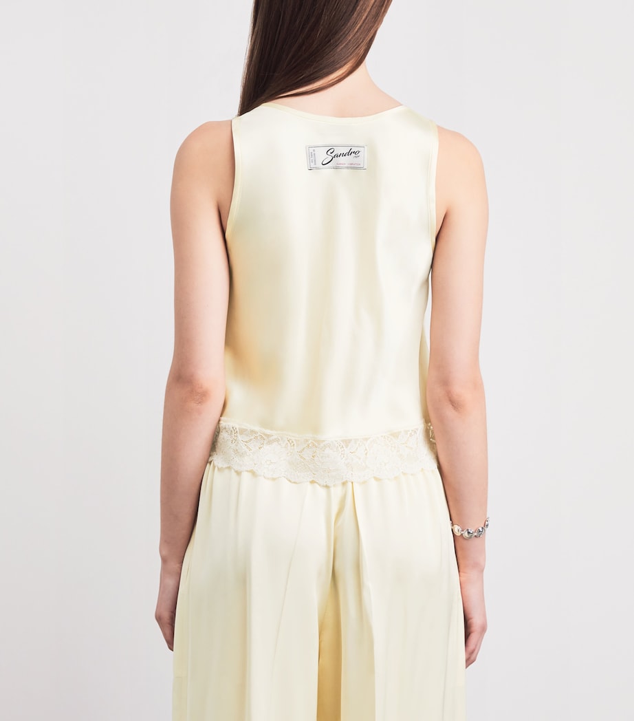 Sandro Paris Womens Lace-Trim Top Light Yellow Image 5