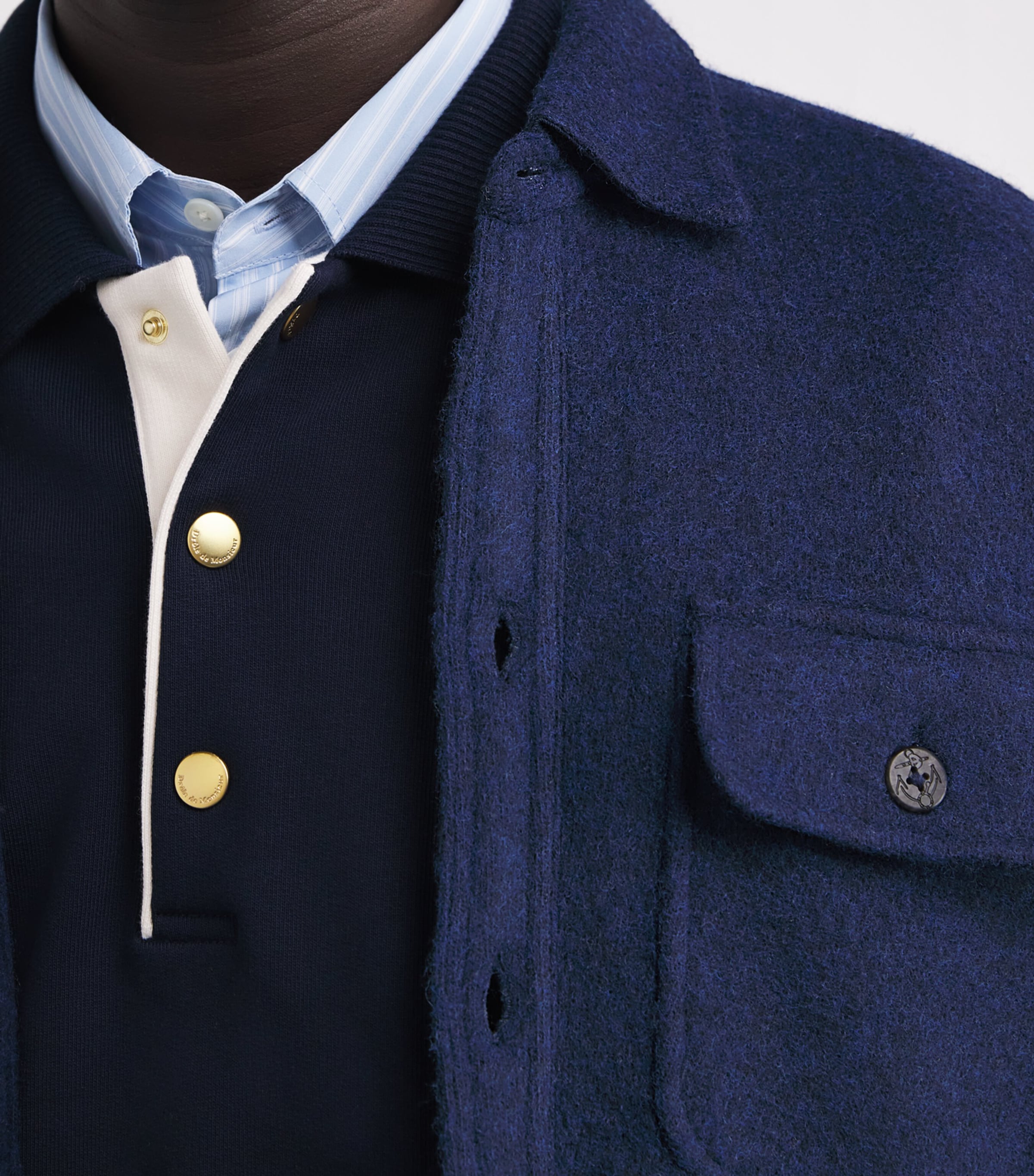 Wool-Blend Felt Overshirt NAVY Image 6