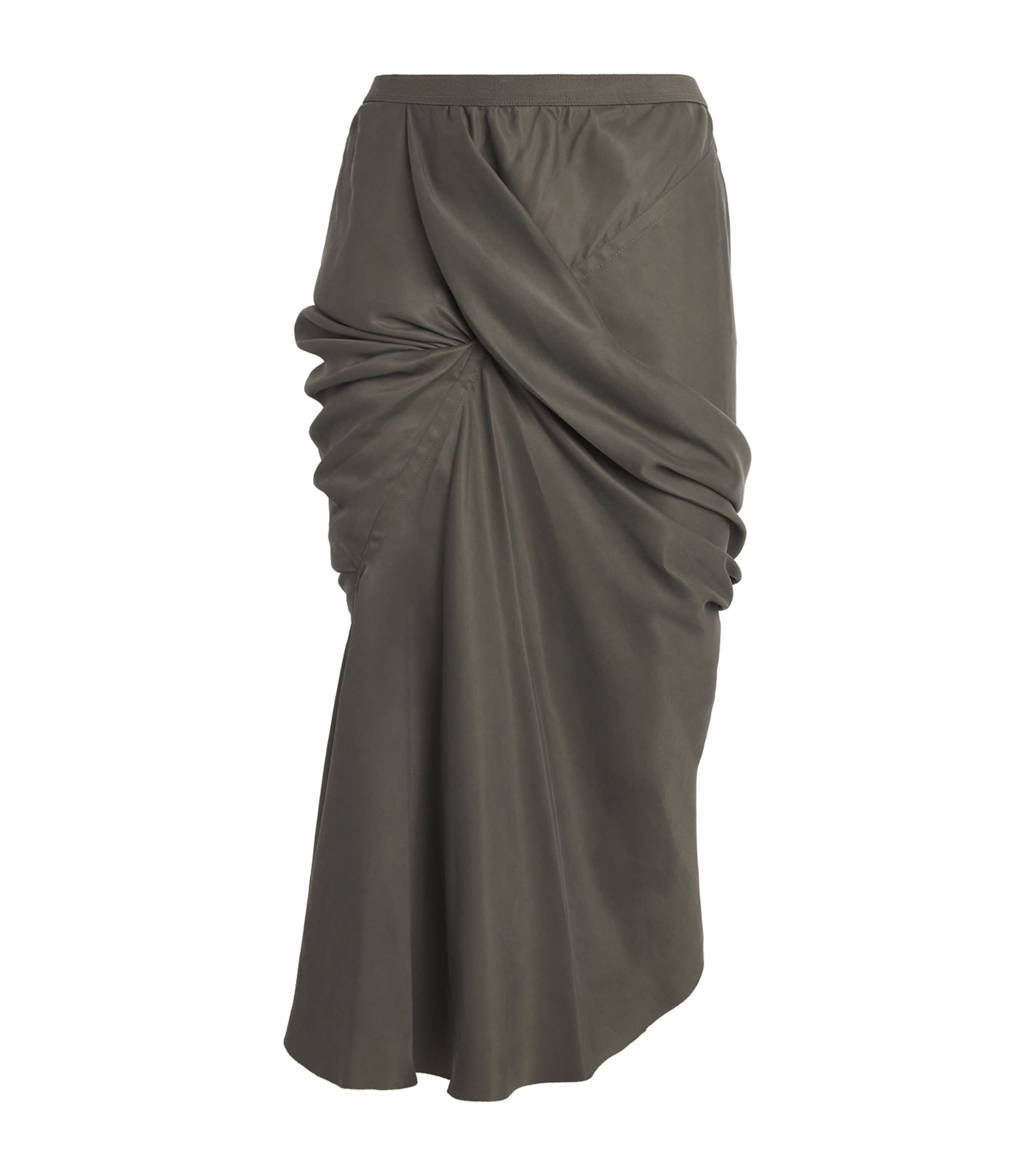 Rick Owens Bosco Draped Midi Skirt In Green