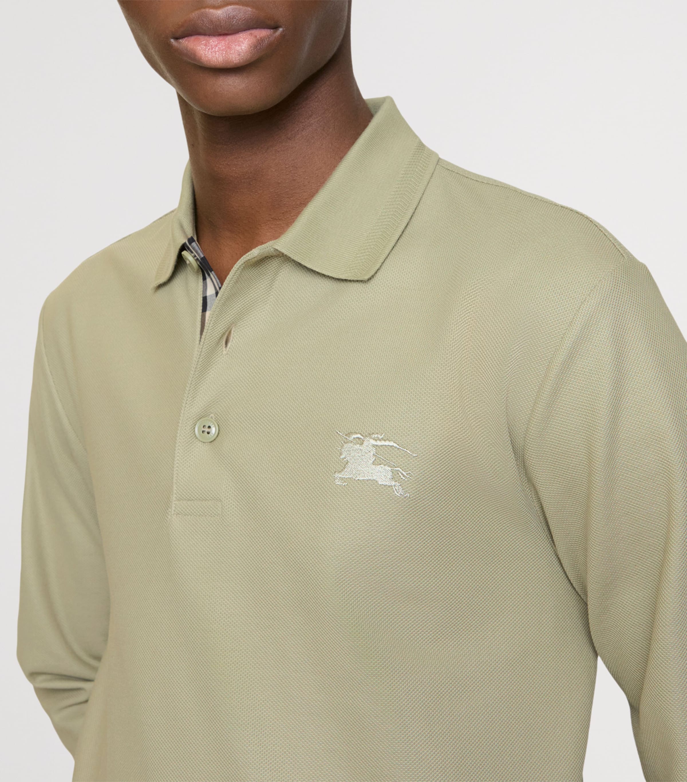 Cotton Long-Sleeve Polo Shirt GLADE GREEN Image 3