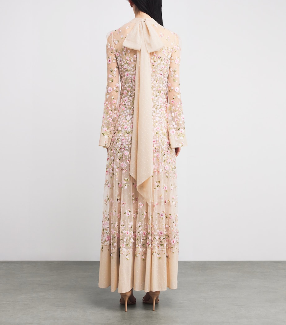 Rose-Appliqué Sylvia Maxi Dress 77966680 OYSTR/MULTI Image 3