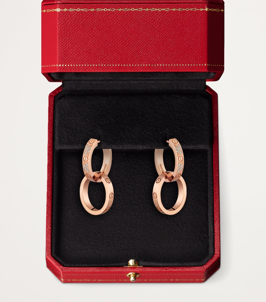 Rose Gold and Diamond LOVE Double Hoop Earrings ROSE GOLD Image 3
