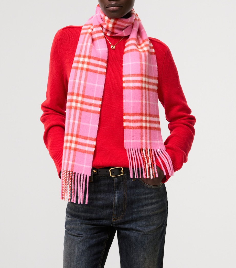 Burberry Cashmere Narrow Check Scarf Glaze Pink Image 2